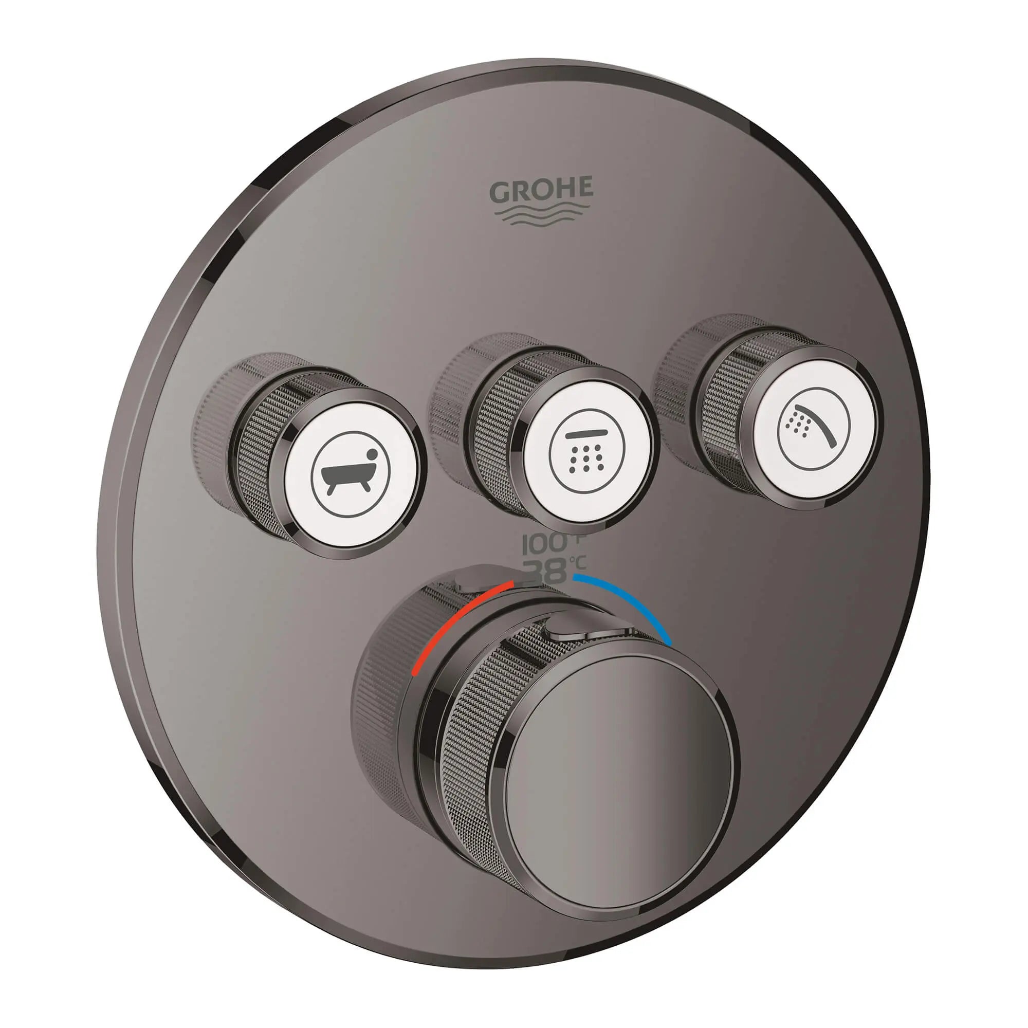 GrohTherm SmartControl Garniture de valve thermostatique à fonction triple // GRAPHITE DUR // 14754_29138a00-grohtherm-smartcontrol-triple-function-thermostatic-trim-with-control-module-hard-graphite_0_CDNwebp.webp