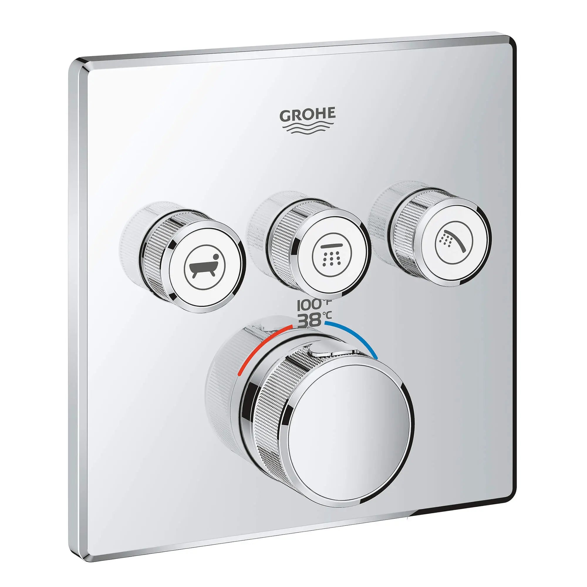 GrohTherm SmartControl Garniture de valve thermostatique à fonction triple // CHROME STARLIGHT GROHE // 14758_29142000-grohtherm-smartcontrol-triple-function-thermostatic-trim-with-control-module-starlight-chrome_0_CDNwebp.webp