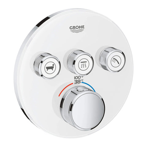 GrohTherm SmartControl Garniture de valve thermostatique à fonction triple - Blanc lunaire
