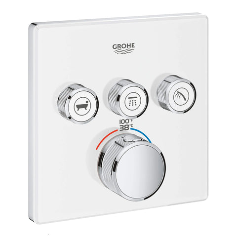 GrohTherm SmartControl Garniture de valve thermostatique à fonction triple - Blanc lunaire