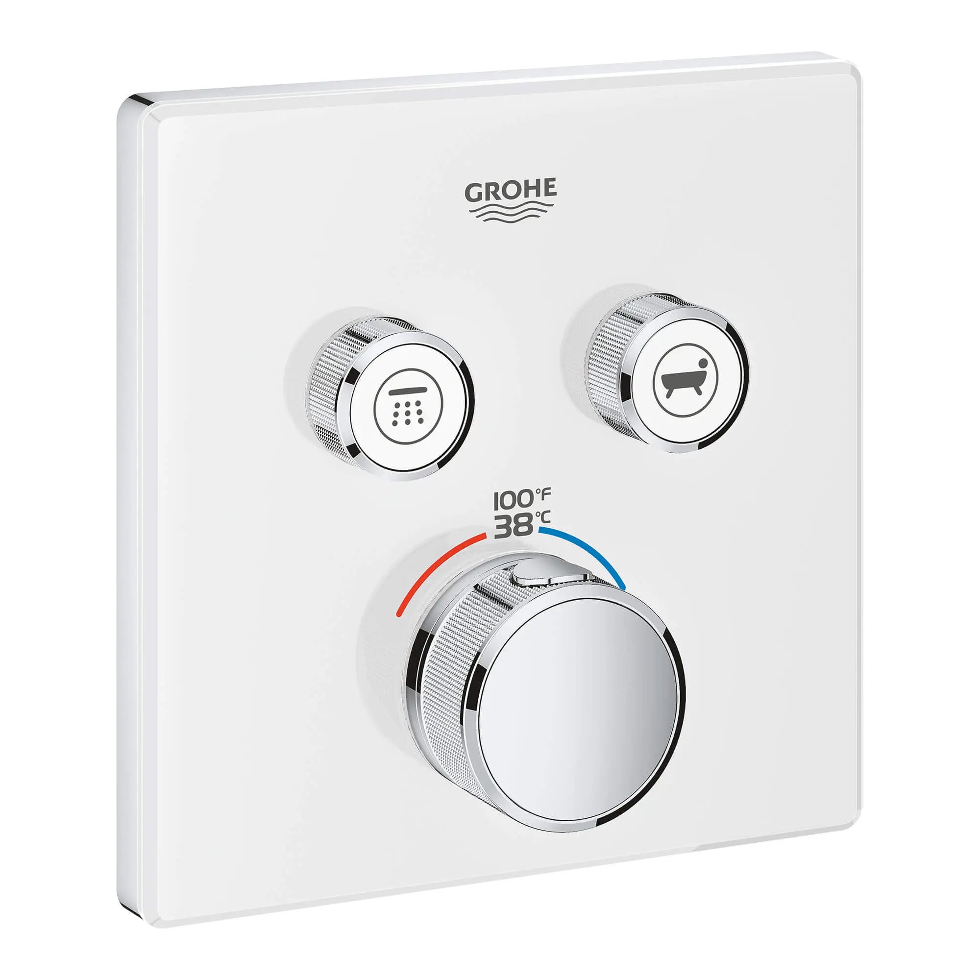GrohTherm SmartControl Garniture de valve thermostatique à fonction double  // BLANC LUNAIRE // 14768_29164ls0-grohtherm-smartcontrol-dual-function-thermostatic-trim-with-control-module-moon-white_0_CDNwebp.webp
