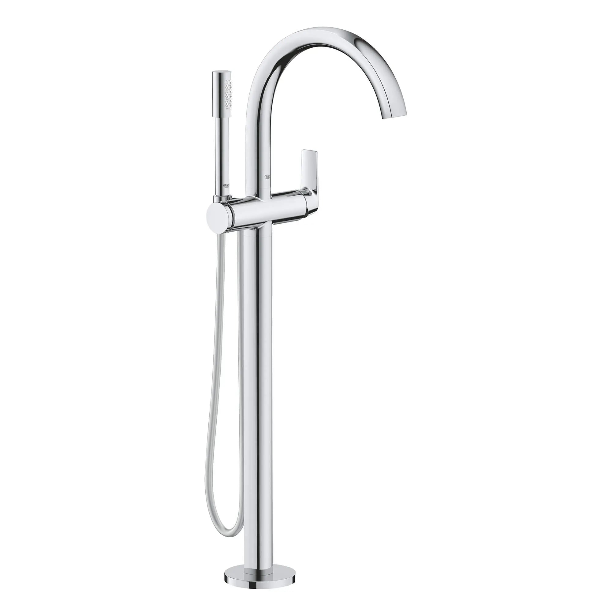 Robinet de baignoire autoportante à poignée simple avec douchette 6.6 L/min (1,75gpm) // CHROME STARLIGHT GROHE // 14797_29302000-defined-single-lever-bathtub-faucet-floor-mounted-starlight-chrome_0_CDNwebp.webp