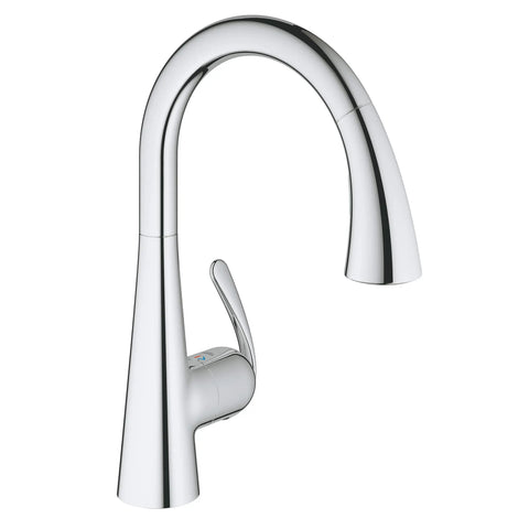 LadyLux³ Café Robinet à douchette rétractable double jet pour évier principal avec commande au pied - Chrome StarLight GROHE