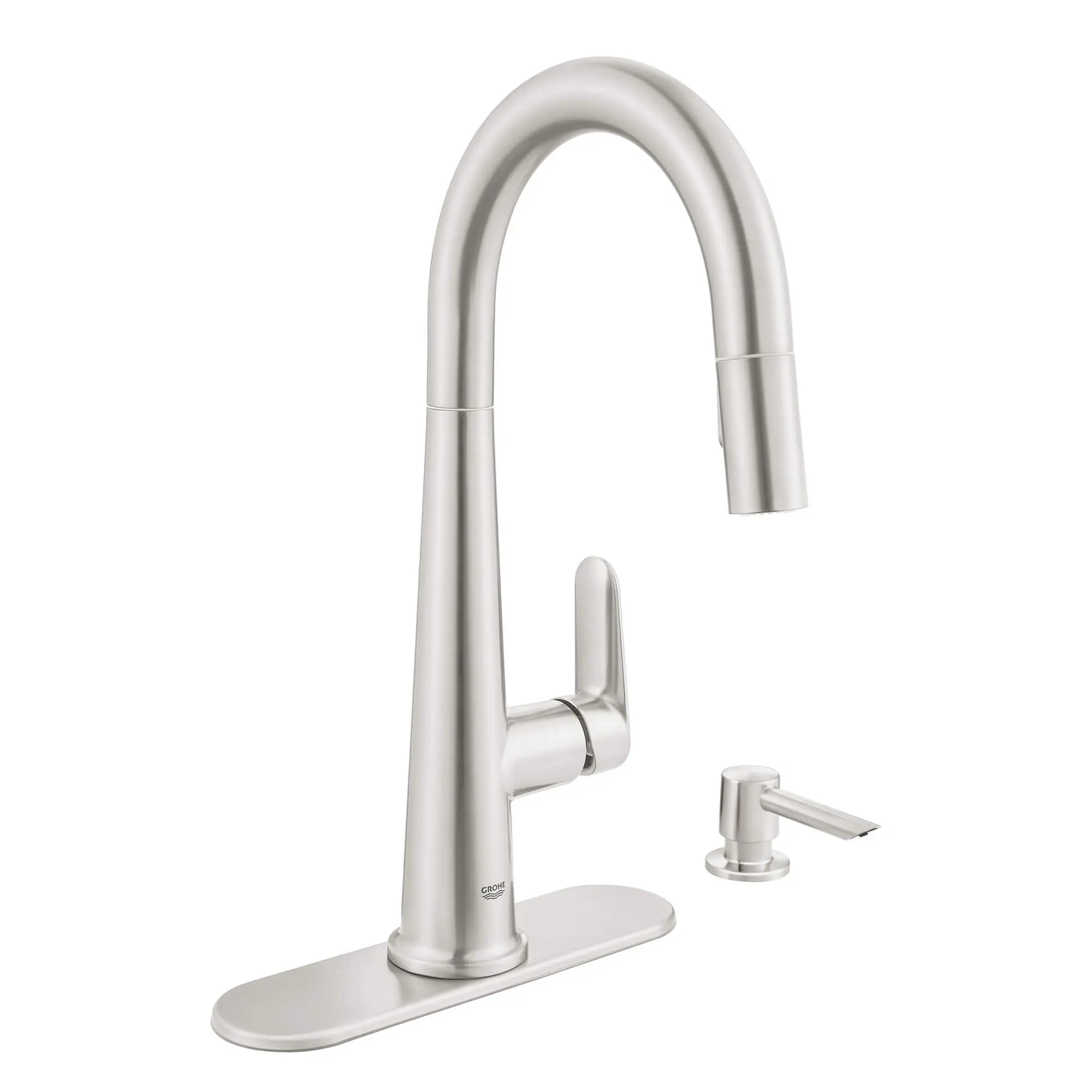 Robinet de cuisine rétractable vers le bas Valetto // SUPERACIER INFINITYFINISH // 14943_30366dc0-veletto-single-handle-pull-down-kitchen-faucet-supersteel-infinityfinish_0_CDNwebp.webp