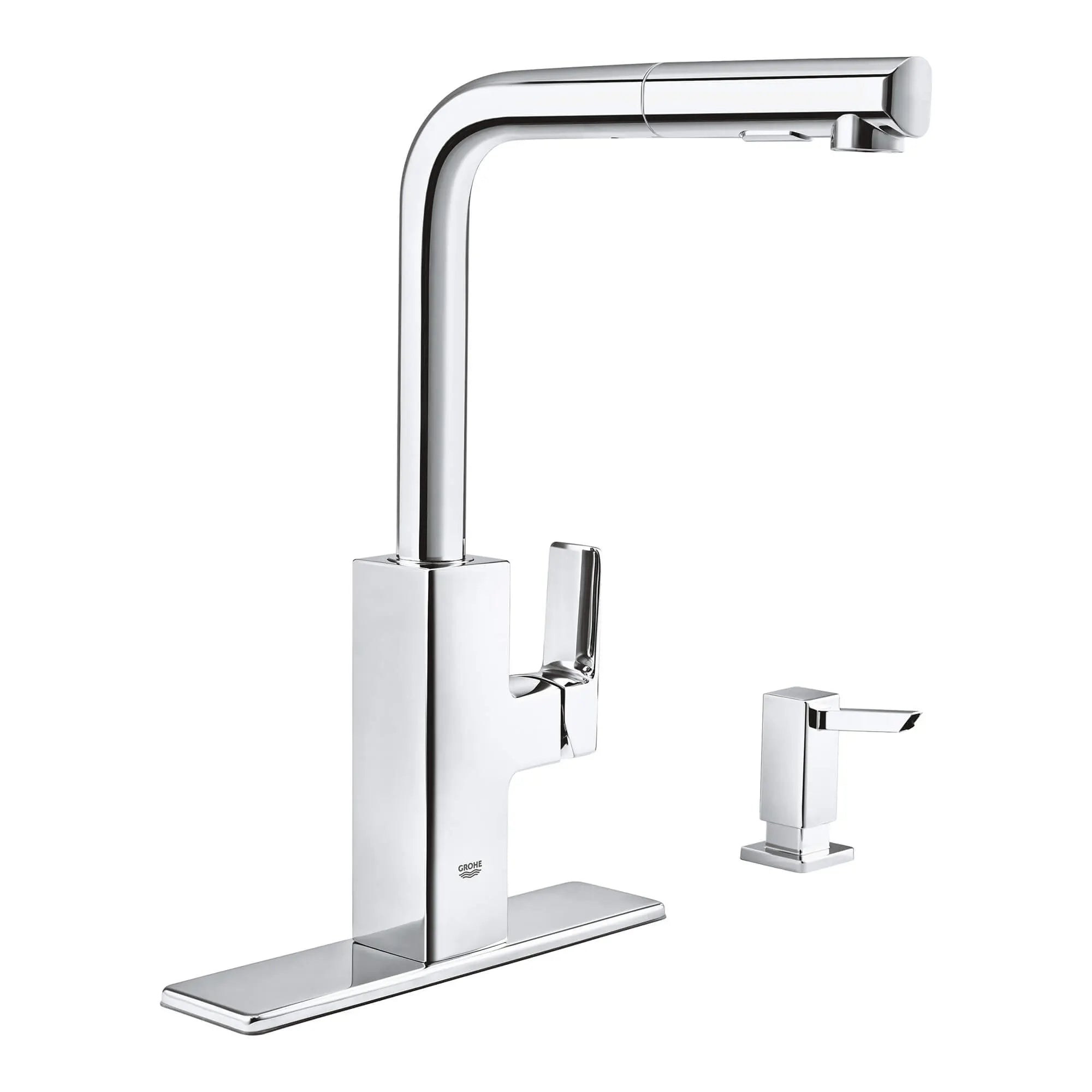 Robinet de cuisine rétractable vers le bas Tallinn // CHROME STARLIGHT GROHE // 14946_30367000-tallinn-single-handle-pull-out-kitchen-faucet-starlight-chrome_0_CDNwebp.webp