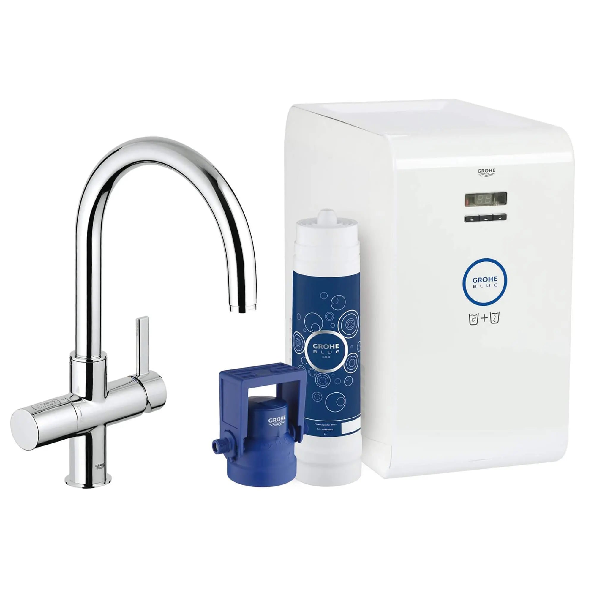 Trousse de départ pour robinet de cuisine // CHROME STARLIGHT GROHE // 15002_31251001-GROHE_Blue_Chilled___Sparkling-Kitchen_Faucet_Starter_Kit_0_CDNwebp.webp