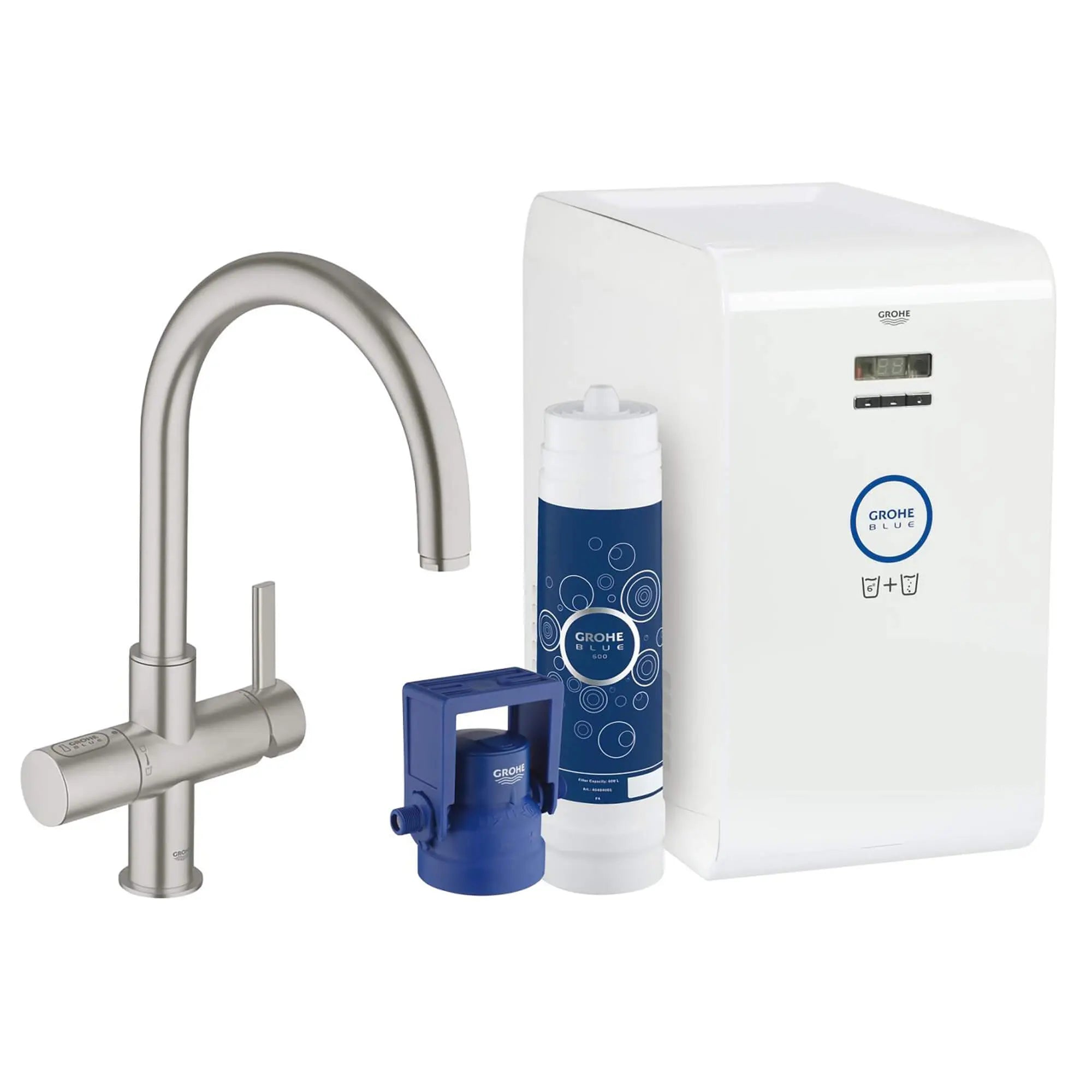 Trousse de départ pour robinet de cuisine // SUPERACIER INFINITYFINISH // 15004_31251DC1-GROHE_Blue_Chilled___Sparkling-Kitchen_Faucet_Starter_Kit_0_CDNwebp.webp