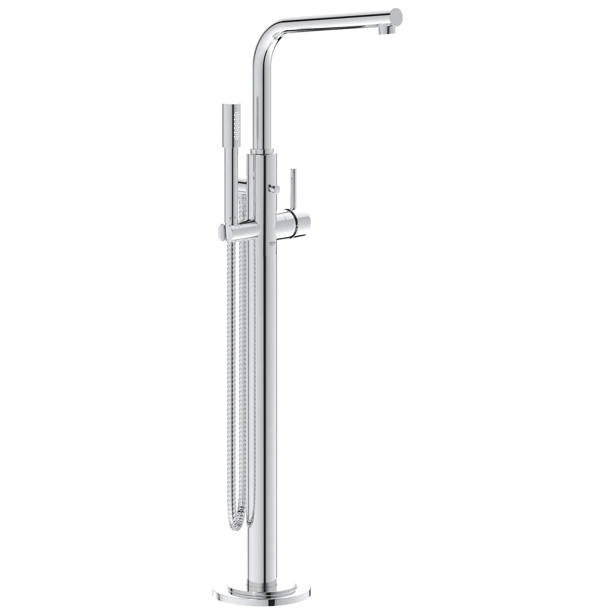 Robinet de baignoire à poignée unique // CHROME STARLIGHT GROHE // 15076_32135002-atrio-floor-standing-tub-filler-starlight-chrome_0_CDNwebp.webp