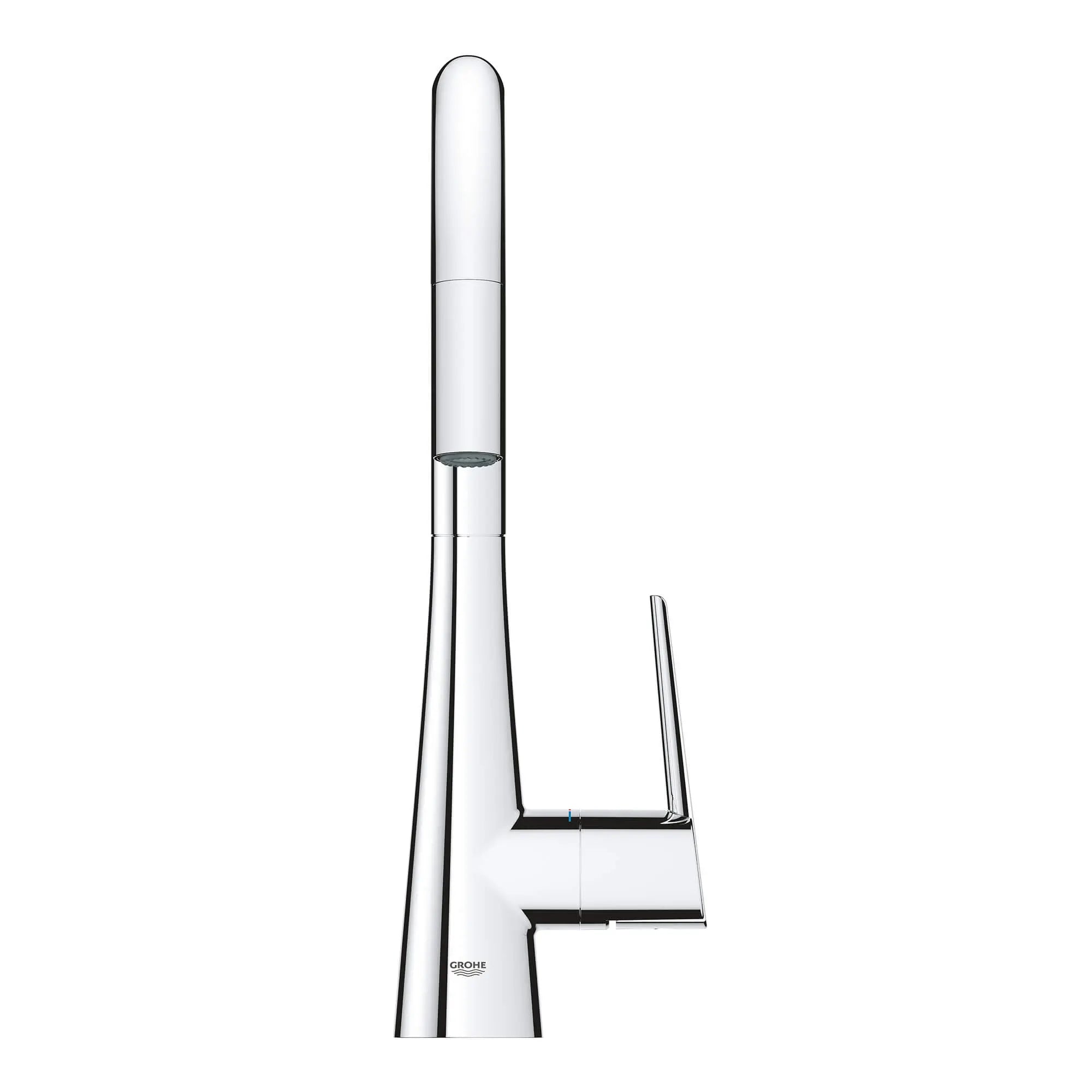 Robinet pour évier d'appoint, à poignée simple, tête de pulvérisation coulissante, à jet double 6,6 L/min (1,75 gpm) // CHROME STARLIGHT GROHE // 15137_32283003-ladylux-single-handle-kitchen-faucet-starlight-chrome-4_0_CDNwebp.webp
