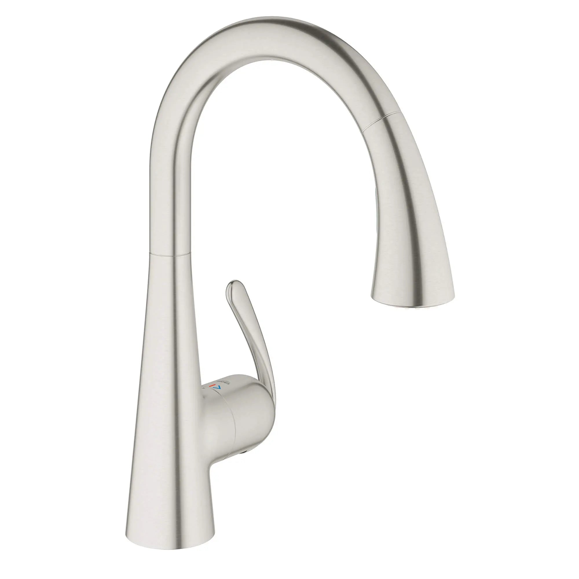 Ladylux³ Café Robinet à douchette rétractable double jet pour évier principal // INOX // 15165_32298sd1-ladylux-single-handle-kitchen-faucet-grohe-realsteel_0_CDNwebp.webp
