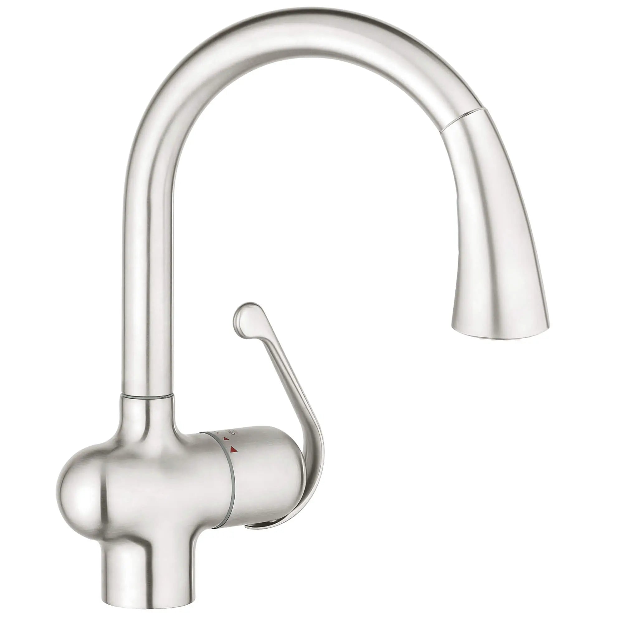 Ladylux Café Robinet à douchette rétractable double jet pour évier principal // INOX // 15286_33755sd1-ladylux-single-handle-kitchen-faucet-grohe-realsteel_0_CDNwebp.webp