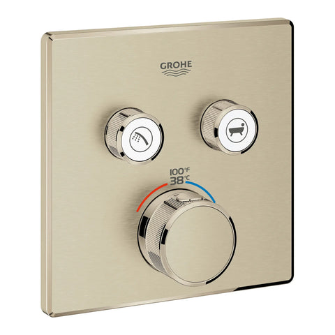 GrohTherm SmartControl Garniture de valve thermostatique à fonction double - Nickel brossé InfinityFinish