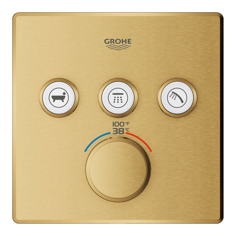 GrohTherm SmartControl Garniture de valve thermostatique à fonction triple - Aube fraîche brossé