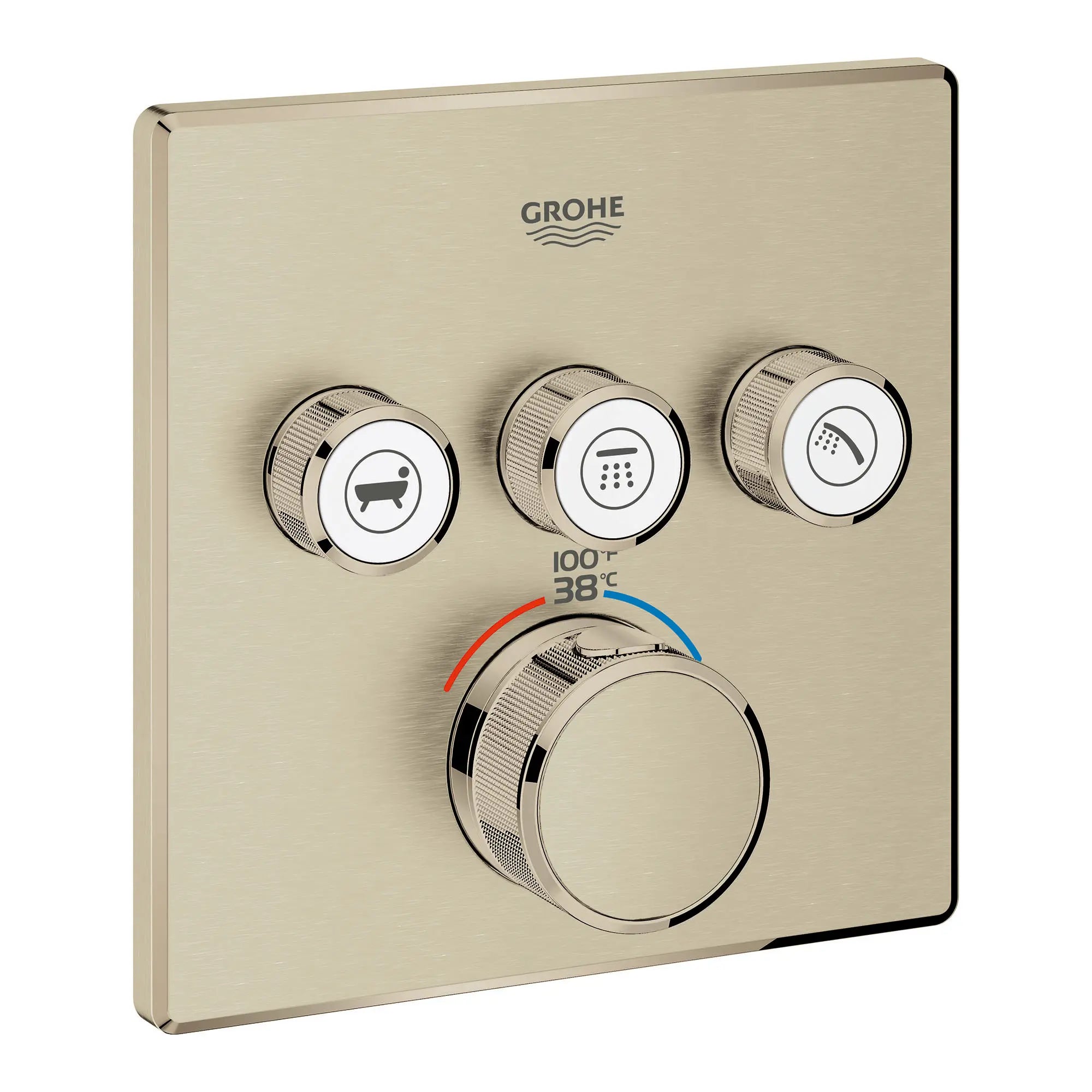 GrohTherm SmartControl Garniture de valve thermostatique à fonction triple // NICKEL BROSSÉ INFINITYFINISH // 153553_29142EN0_0_CDNwebp.webp
