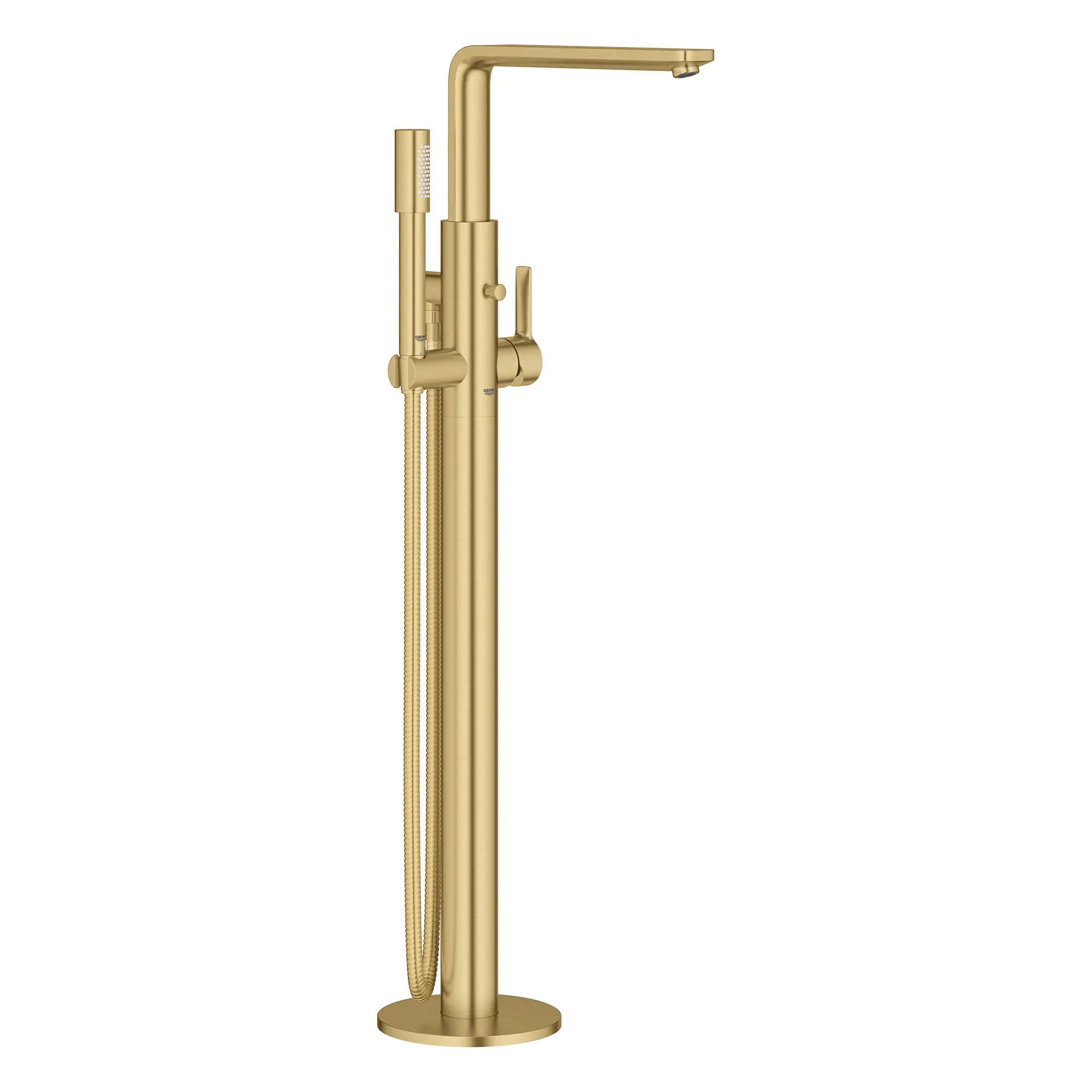 Lineare Robinet de baignoire autoportant à poignée simple avec douchette à 6,6 L/min (1,75 gpm) // AUBE FRAÎCHE BROSSÉ // 153577_23792GN1_0_CDNwebp.webp