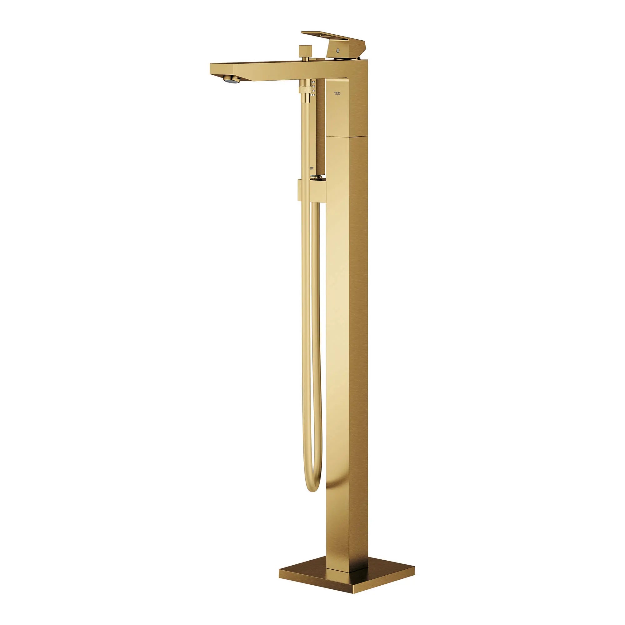 Robinet de baignoire autoportant à poignée simple avec douchette à 6,6 L/min (1,75 gpm) // AUBE FRAÎCHE BROSSÉ // 153630_23672GN1_3_0_CDNwebp.webp