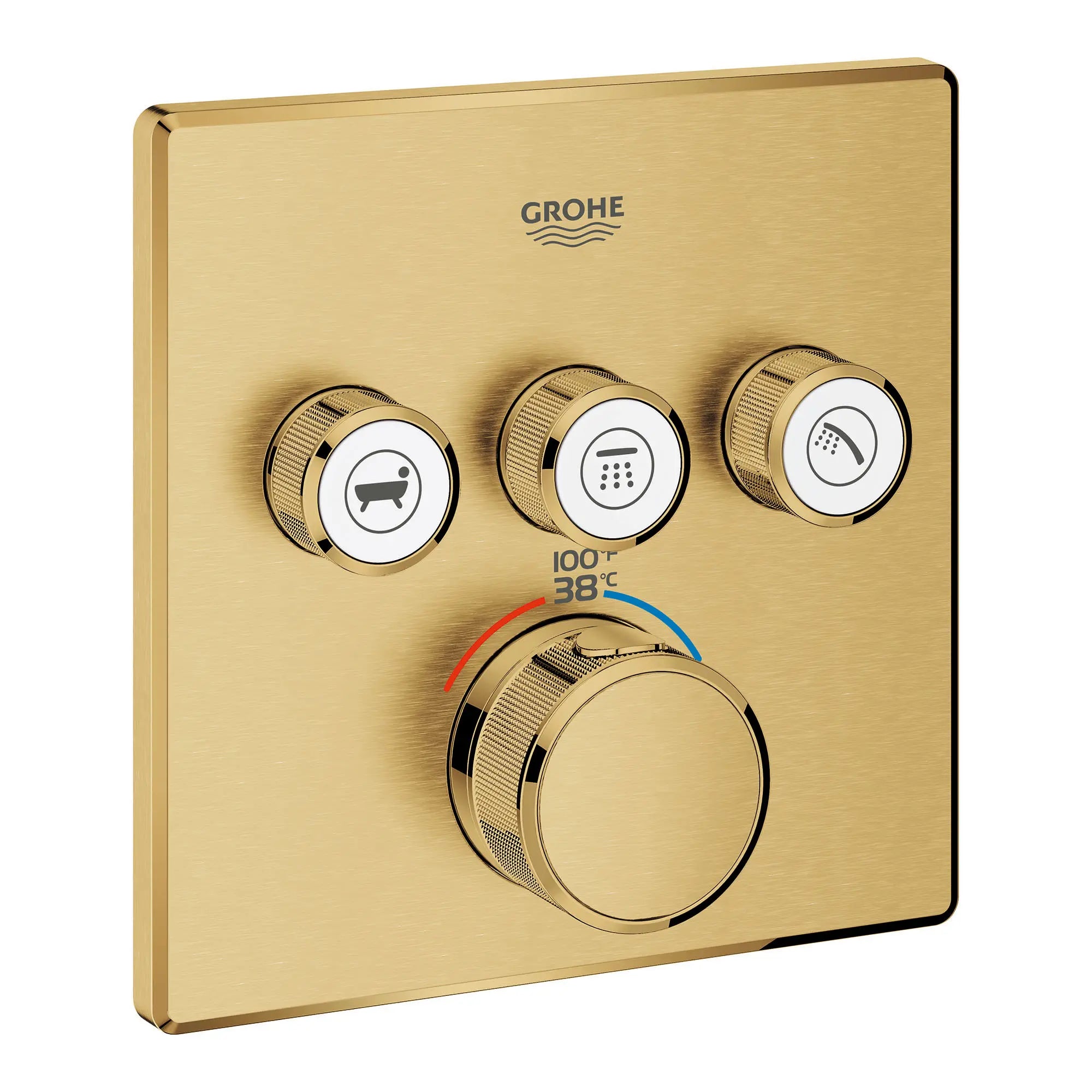 GrohTherm SmartControl Garniture de valve thermostatique à fonction triple // AUBE FRAÎCHE BROSSÉ // 153712_29142GN0_0_CDNwebp.webp