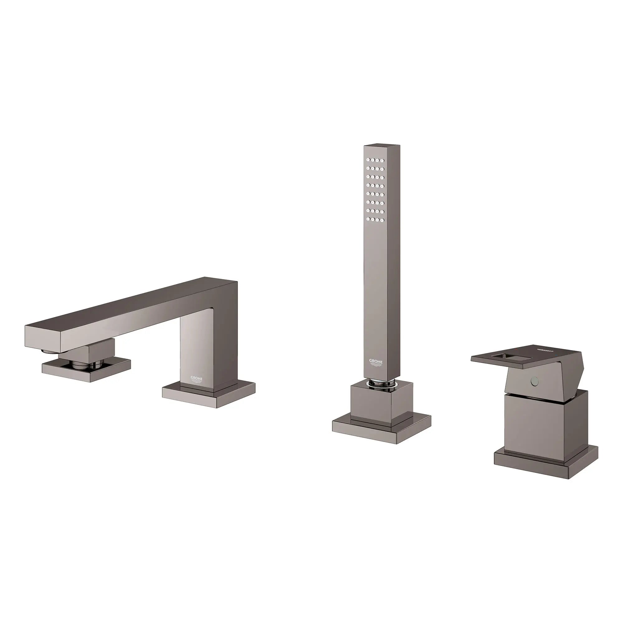 Robinet de baignoire romaine, 4 trous, à poignée simple, à montage sur tablier avec douchette 6,6 L/min (1,75 gpm) // GRAPHITE DUR // 154096_19897A01_2_0_CDNwebp.webp