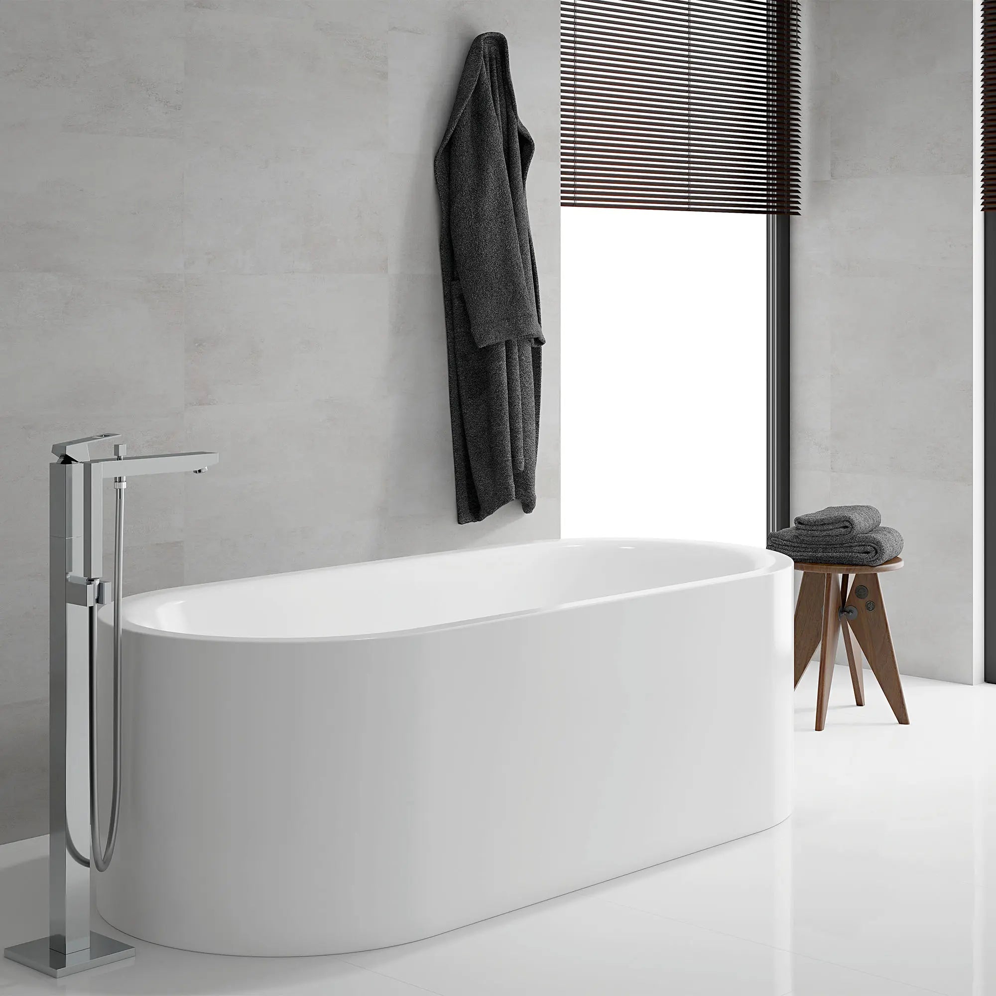 Robinet de baignoire autoportant à poignée simple avec douchette à 6,6 L/min (1,75 gpm) // CHROME STARLIGHT GROHE // 154568_B-23672001_0_CDNwebp.webp