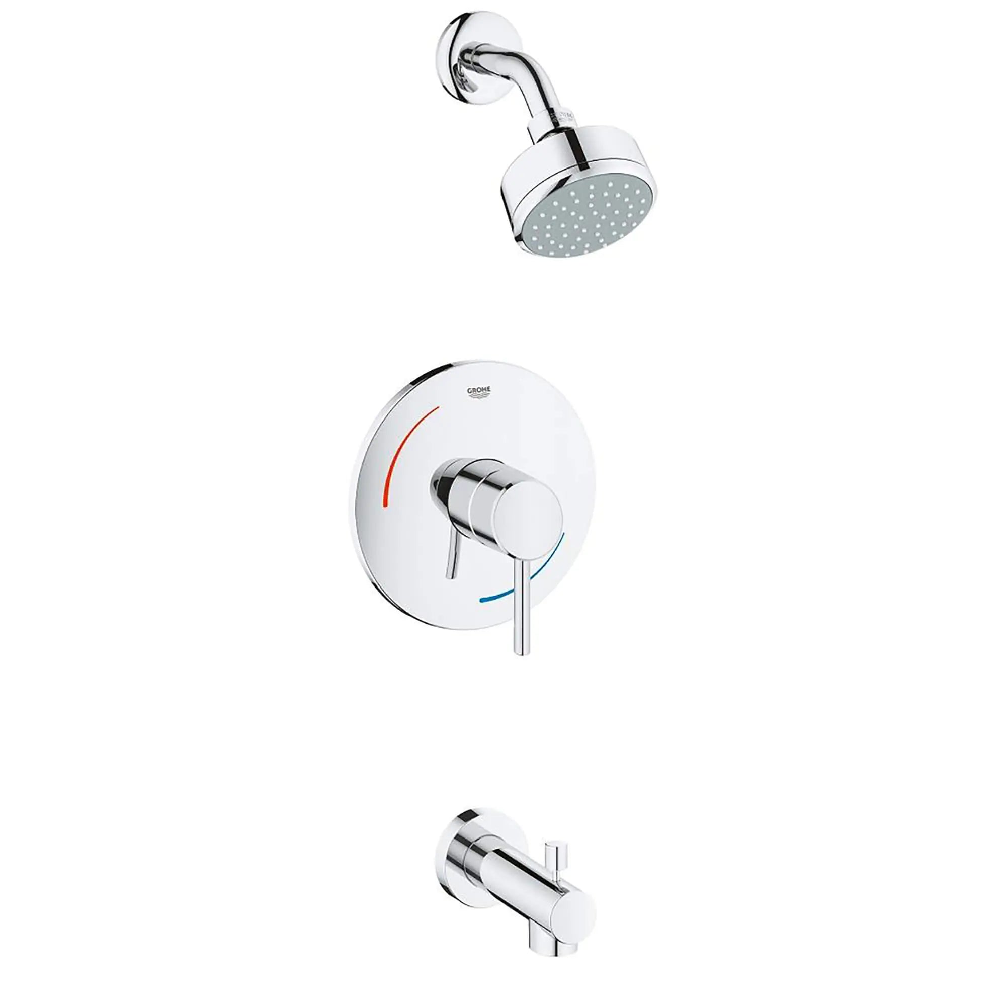 Robinet de baignoire/douche combiné // CHROME STARLIGHT GROHE // 15489_35073001-Concetto-Bathtub_Shower_Combo_Faucet_0_CDNwebp.webp