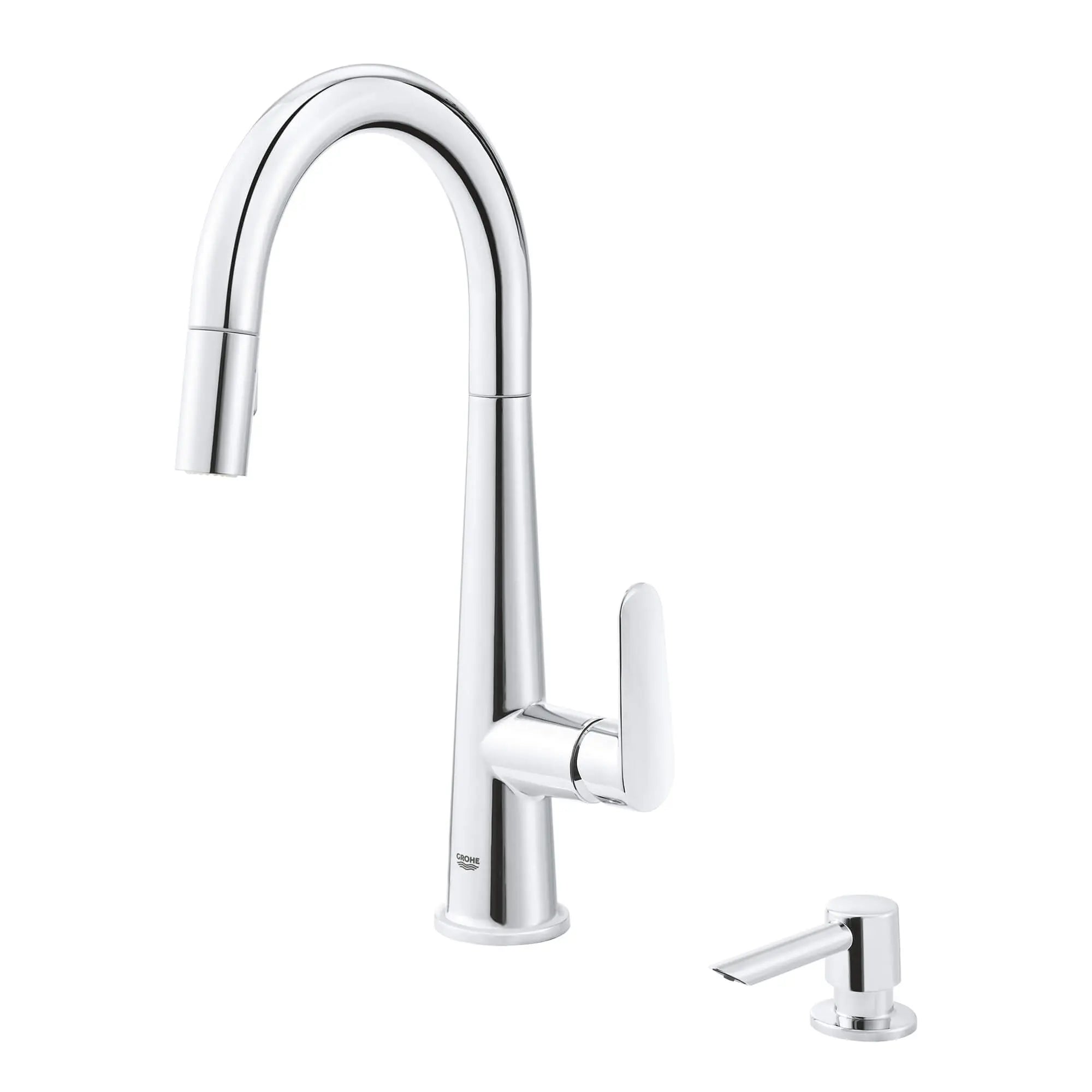 Robinet de cuisine rétractable vers le bas Valetto // CHROME STARLIGHT GROHE // 1548_30366000-single-handle-pull-down-kitchen-faucet-enviro-1_0_CDNwebp.webp