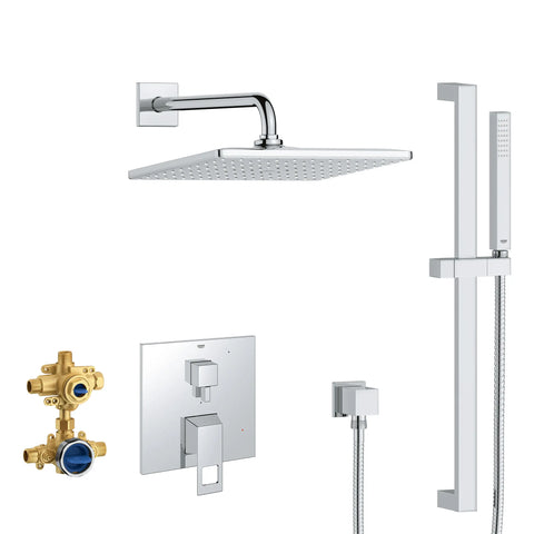 Ensemble de douche pluie à pression équilibrée Eurocube - Chrome StarLight GROHE
