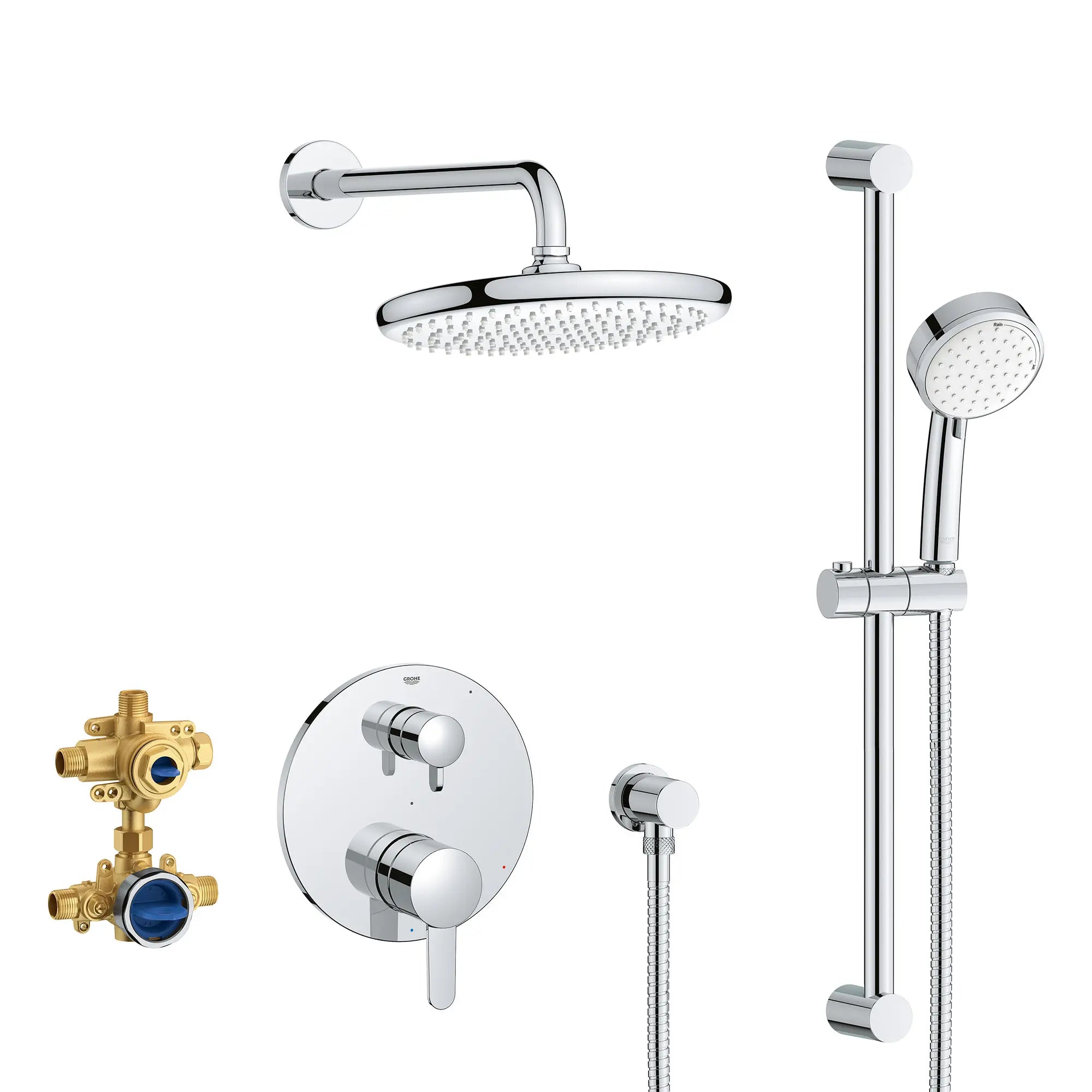 Ensemble de douche pluie à pression équilibrée Cosmopolitan // CHROME STARLIGHT GROHE // 155410_29428000_0_CDNwebp.webp