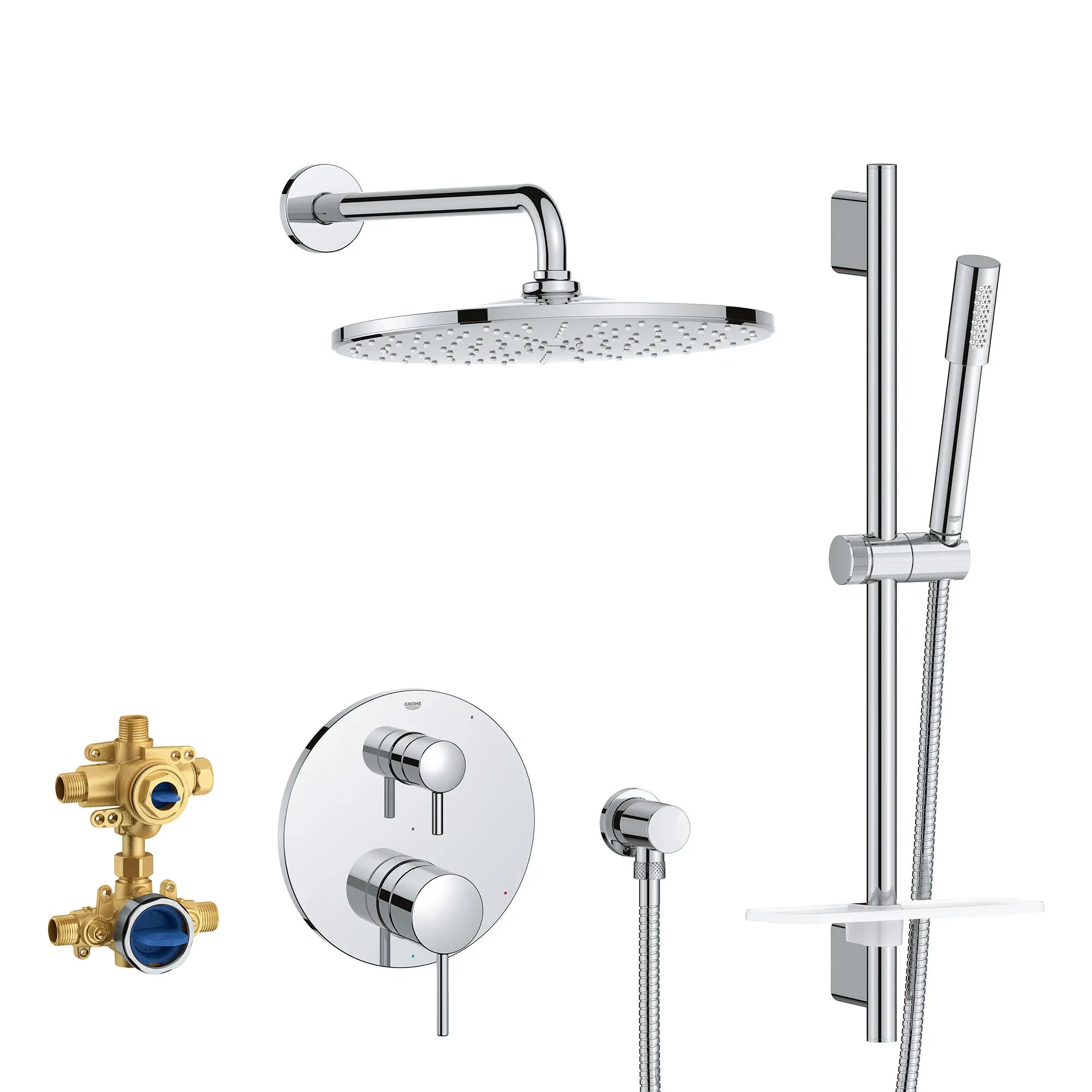 Ensemble de douche pluie à pression équilibrée Timeless  // CHROME STARLIGHT GROHE // 155412_29430000_0_CDNwebp.webp