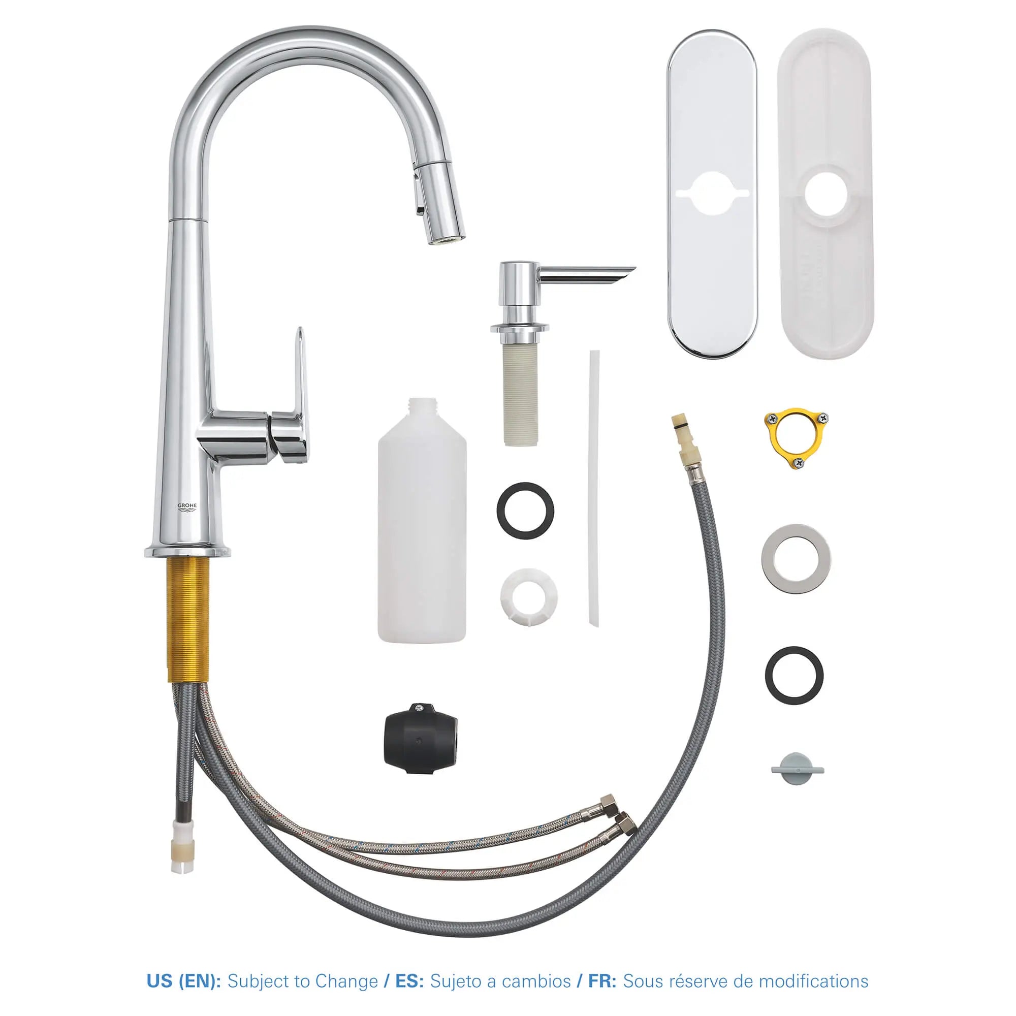 Robinet de cuisine rétractable vers le bas Valetto // CHROME STARLIGHT GROHE // 1557_30366000-single-handle-pull-down-kitchen-faucet-enviro-8_0_CDNwebp.webp