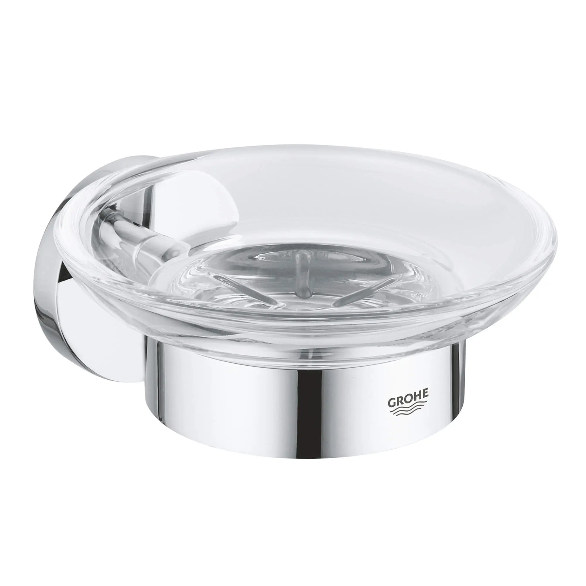 Essentials Porte-savon avec support // CHROME STARLIGHT GROHE // 15958_40444001-essentials-soap-dish-with-holder-starlight-chrome_0_CDNwebp.webp