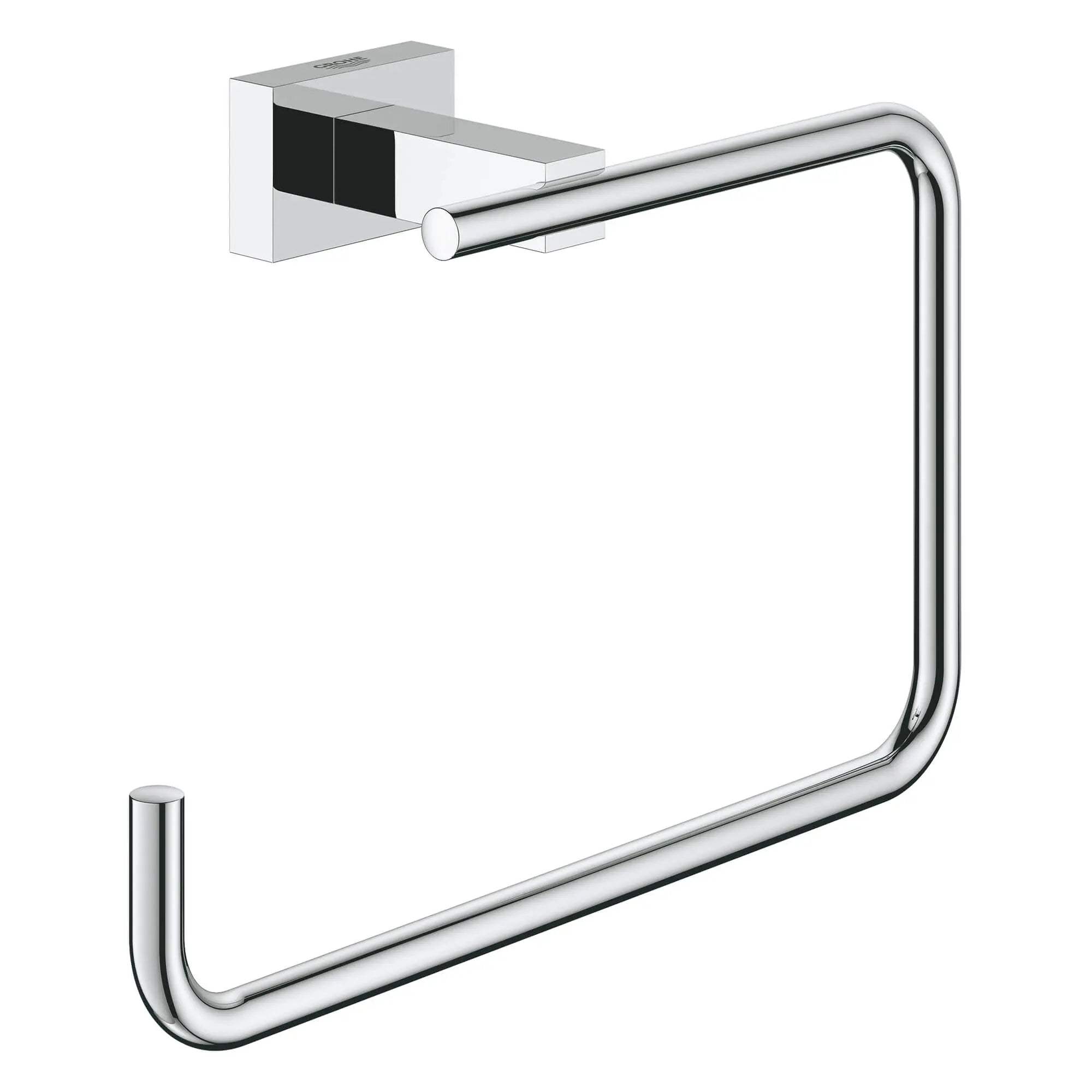 Anneau à serviette 8 po // CHROME STARLIGHT GROHE // 15988_40510001-essentials-cube-towel-ring-starlight-chrome_0_CDNwebp.webp