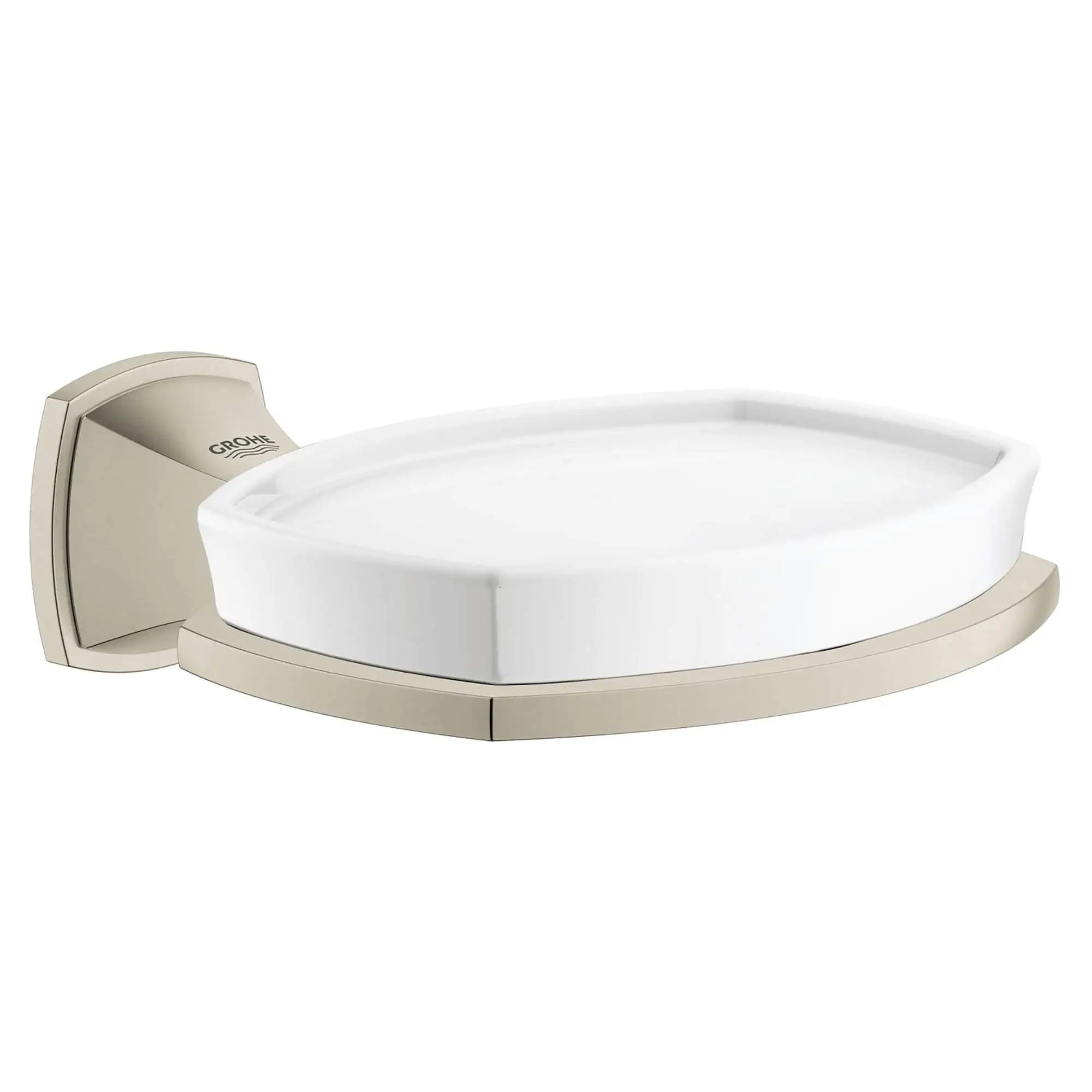 Grandera Porte-savon en céramique avec support // NICKEL BROSSÉ INFINITYFINISH // 16042_40628EN0-Grandera-Holder_with_Ceramic_Soap_Dish_0_CDNwebp.webp