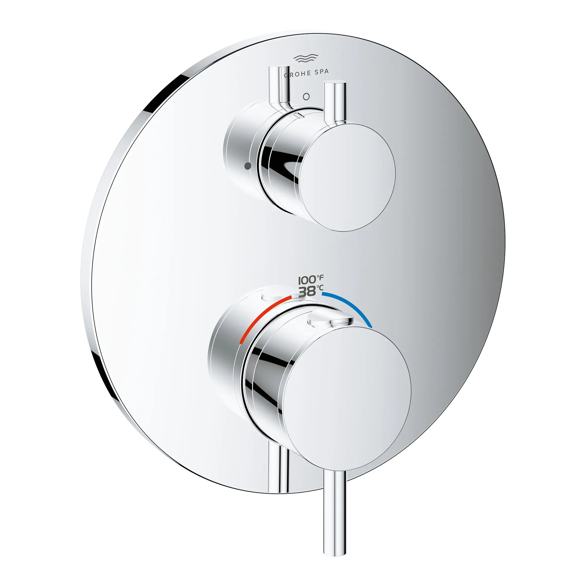 Garniture de robinet thermostatique à fonction double, 2 poignées // CHROME STARLIGHT GROHE // 161387_Atrio_SiloRight_24361000_0001_Feb2023_0_CDNwebp.webp
