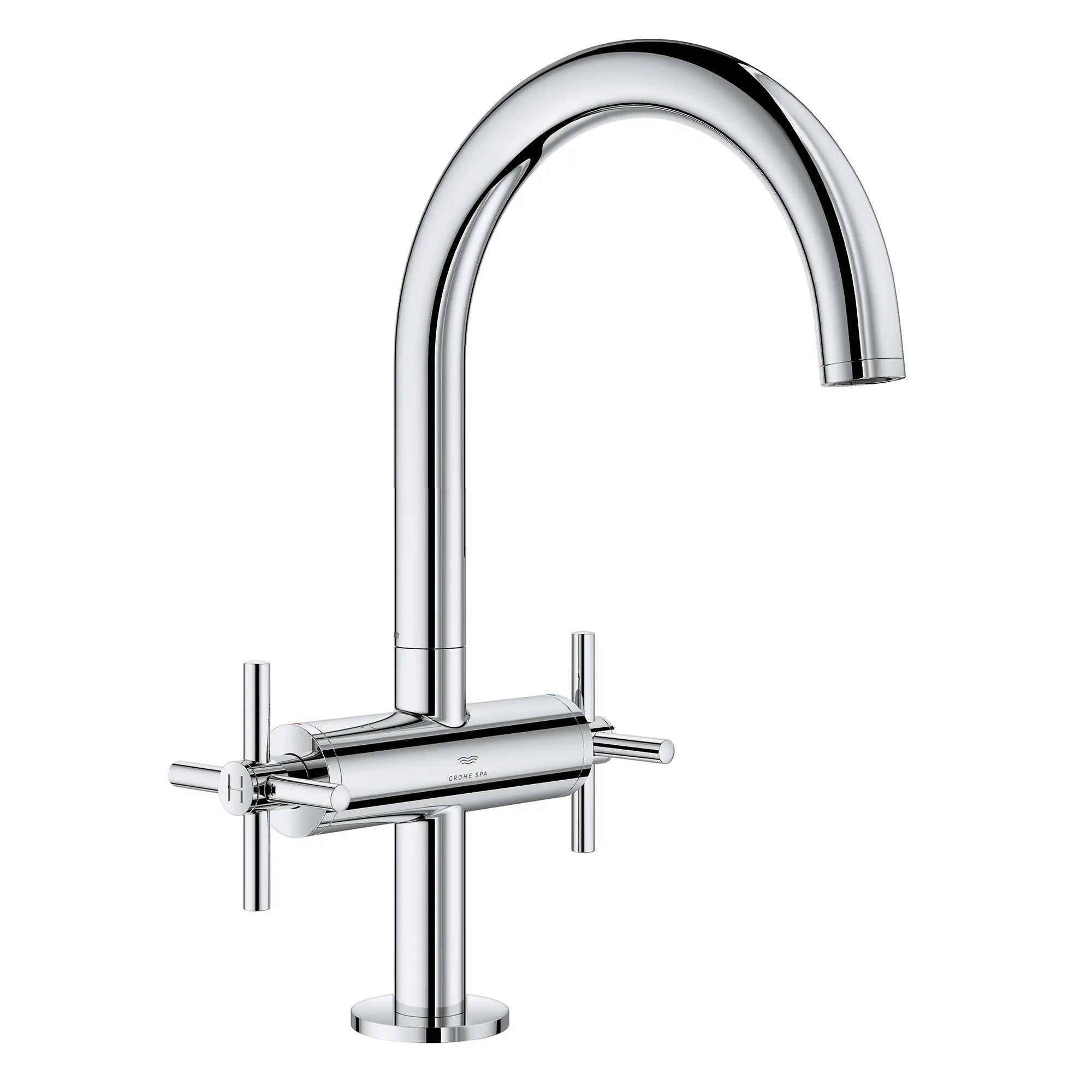 Grand robinet monotrou à deux poignées pour salle de bain 4,5 L/min (1,2 gpm)  // CHROME STARLIGHT GROHE // 161391_Atrio_SiloRight_21146000_001_Feb2023_0_CDNwebp.webp
