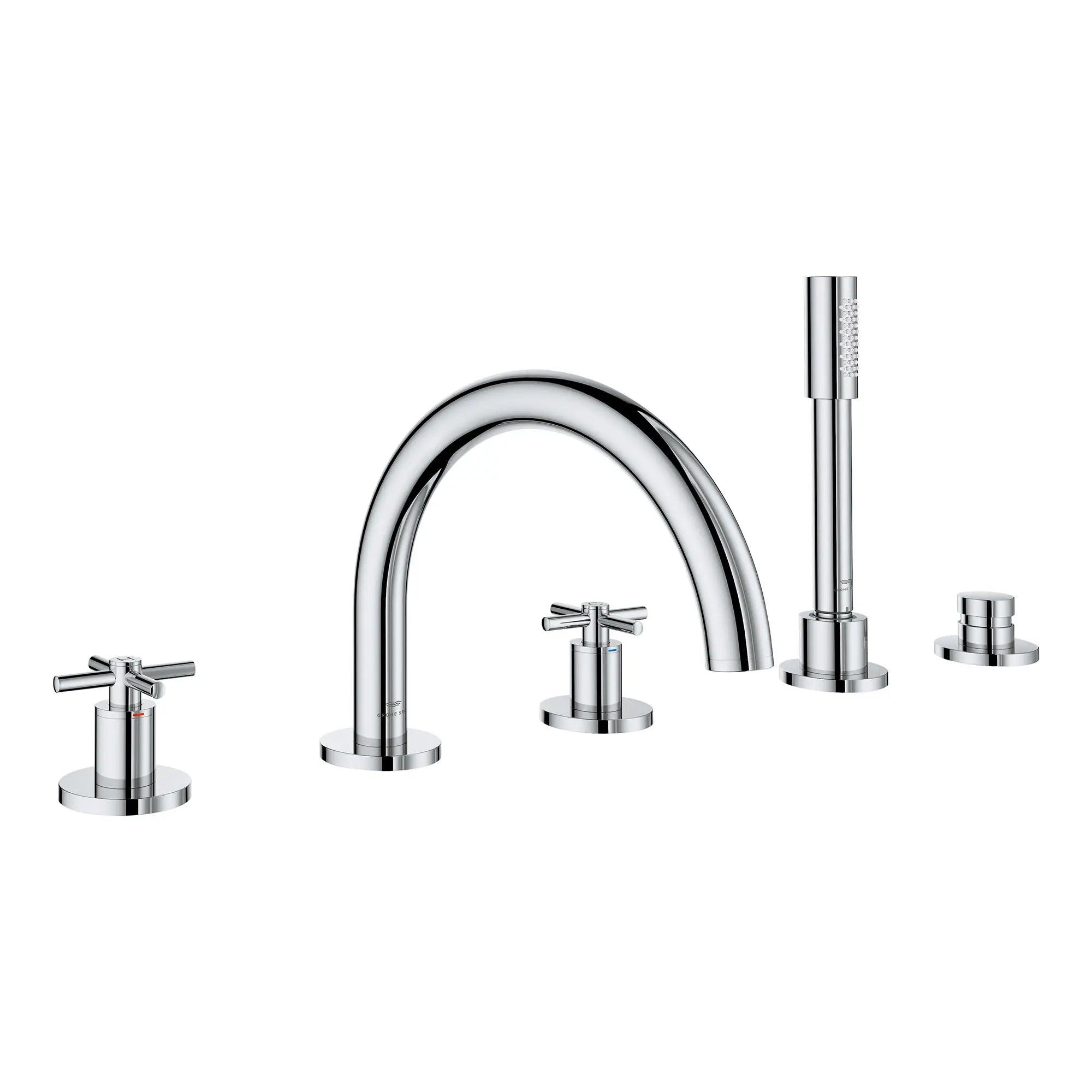 Robinet à trous pour baignoire romaine, à 2 poignée avec douchette 6,6 L/min (1,75 gpm)  // CHROME STARLIGHT GROHE // 161409_Atrio_SiloRight_25274000_001_Feb2023_0_CDNwebp.webp
