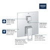 [29422000] EUROCUBE PRESSURE BALANCE VALVE TRIM WITH 2-WAY DIVERTER WITH CARTRIDGE - GROHE StarLight Chrome