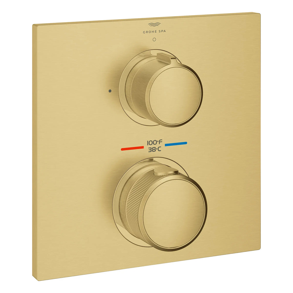 Garniture de robinet thermostatique à 2 poignées à fonction double // AUBE FRAÎCHE BROSSÉ // 161473_Allure_SiloRight_29178GN1_0001_Feb2023_0_CDNwebp_711dbba1-28a8-4e9c-8b7f-f0a82b283d41.webp
