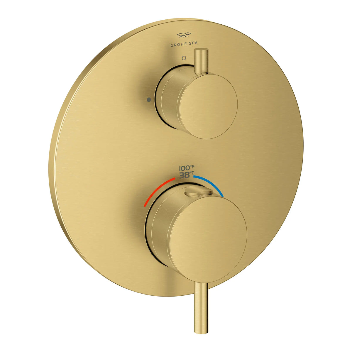 Garniture de robinet thermostatique à fonction double, 2 poignées // AUBE FRAÎCHE BROSSÉ // 161480_Atrio_SiloRight_24361GN0_0001_Feb2023_0_CDNwebp_cfeb03a4-cf73-49f5-b746-f2da3eab73ff.webp