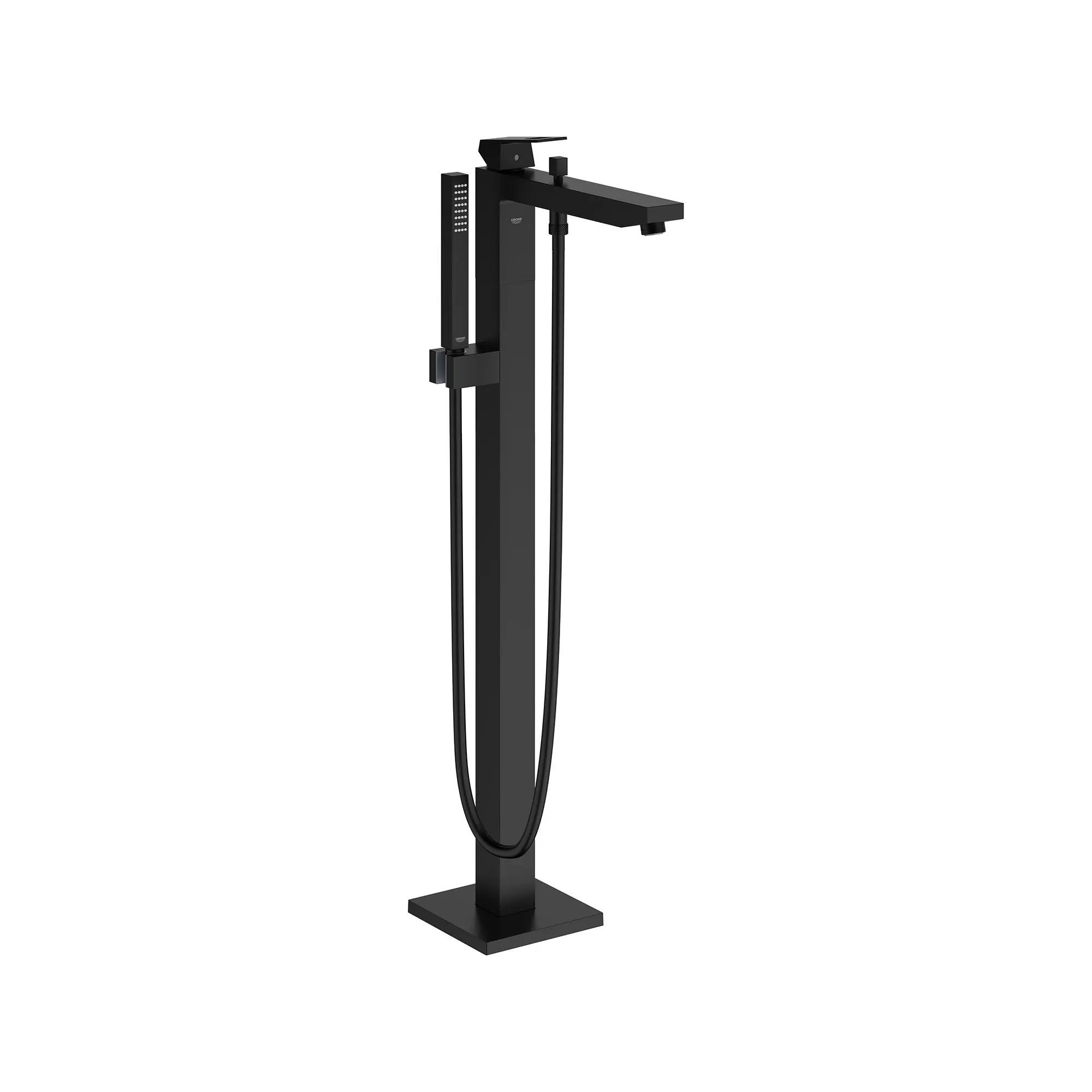Robinet de baignoire autoportant à poignée simple avec douchette à 6,6 L/min (1,75 gpm) // NOIR MAT // 161546_Eurocube_SiloRight_236722431_0001_Feb2023_0_CDNwebp.webp