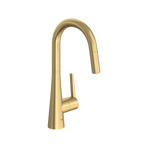 Robinet de cusine rétractable à poignée simple et double jet 6,6 L/min (1,75 gpm) - Aube fraîche brossé