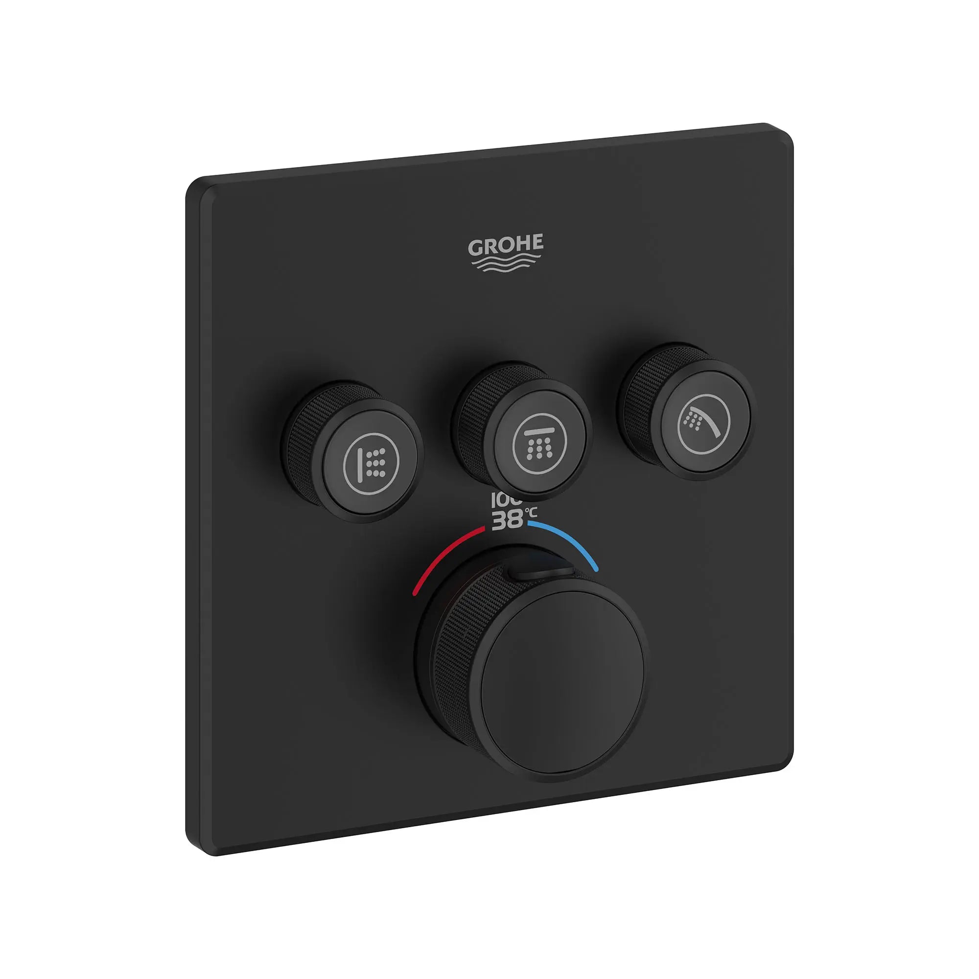 GrohTherm SmartControl Garniture de valve thermostatique à fonction triple // NOIR MAT // 161573_Grohtherm_SiloRight_291422430_0001_Feb2023_0_CDNwebp_1b809c92-48b0-4140-a501-82938a52513b.webp