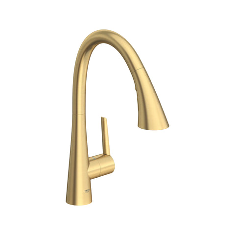 Robinet de cusine rétractable à poignée simple et triple jet 6,6 L/min (1,75 gpm)  - Aube fraîche brossé