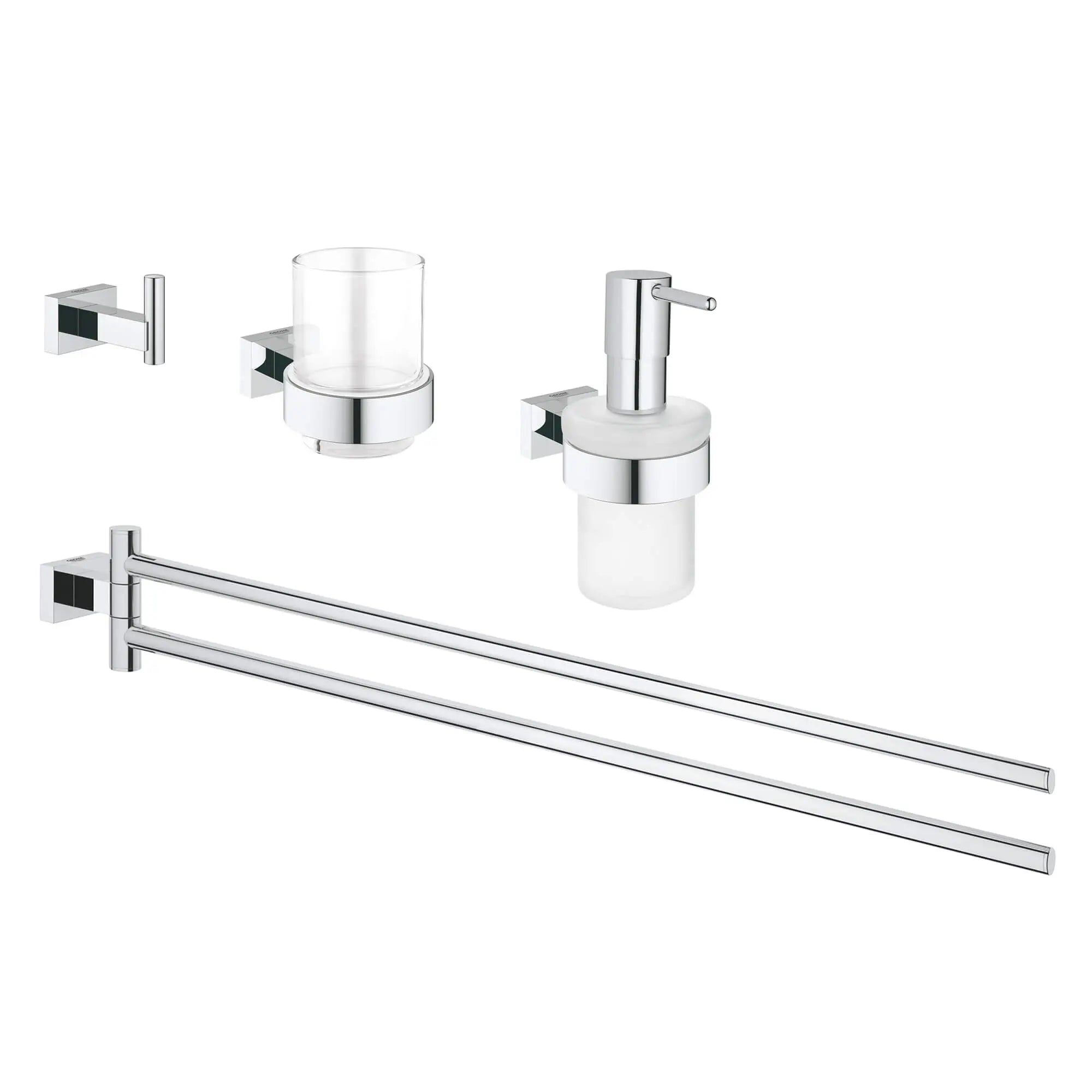 Ensemble d'accessoires 4 en 1 // CHROME STARLIGHT GROHE // 16220_40847001-essentials-cube-bathroom-accessories-set-4-in-1-starlight-chrome_0_CDNwebp.webp