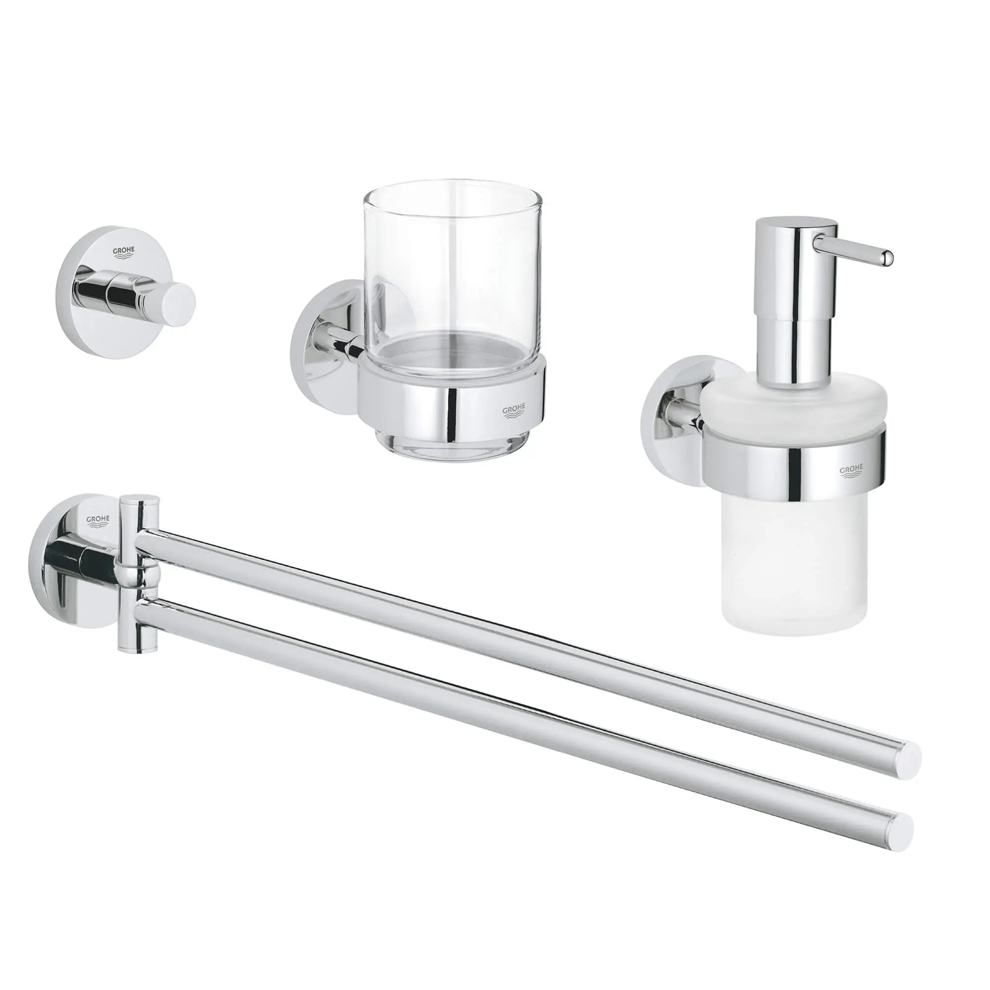 Essentials Ensemble d'accessoires 4 en 1 // CHROME STARLIGHT GROHE // 16222_40846001-essentials-master-bathroom-accessories-set-4-in-1-starlight-chrome_0_CDNwebp.webp
