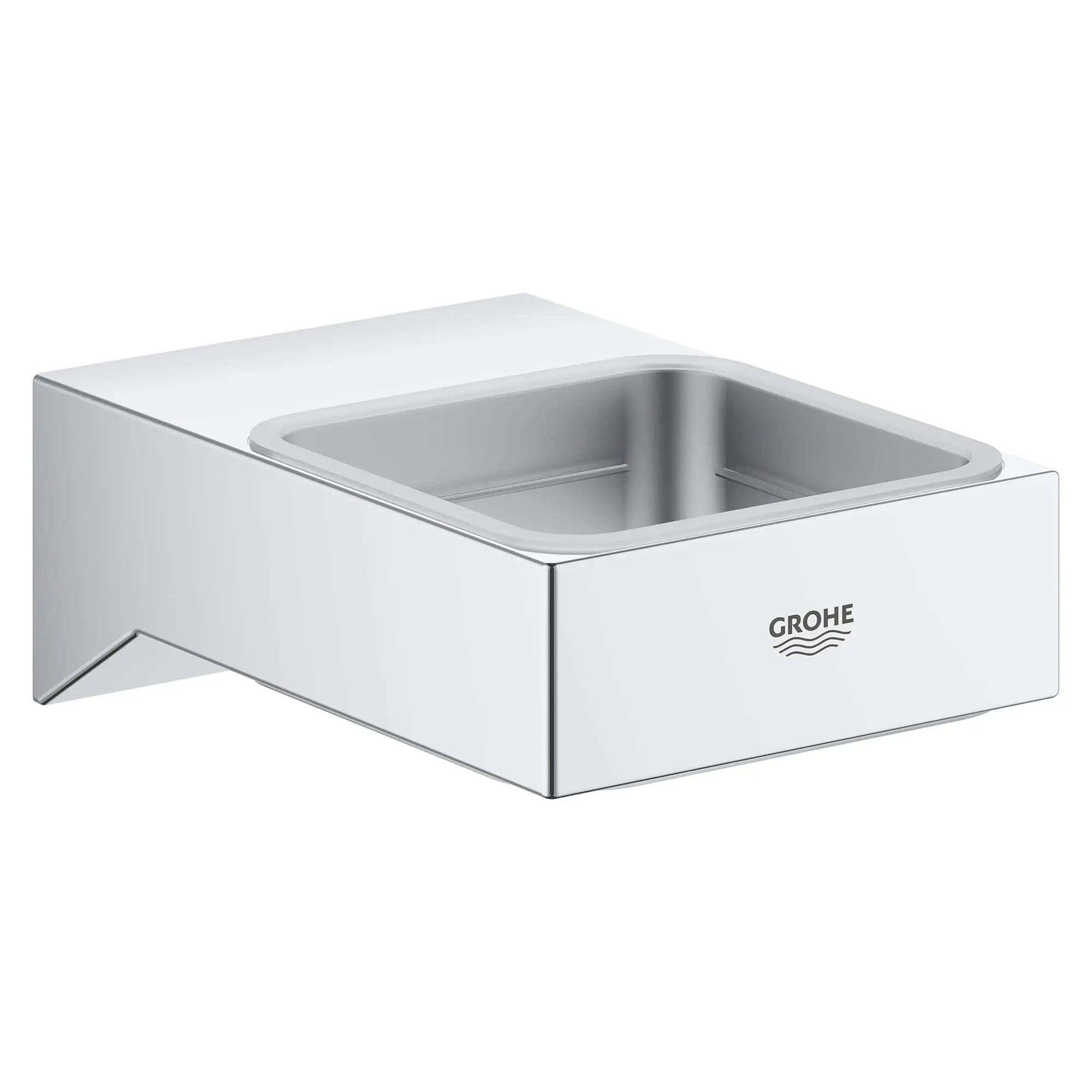 Support pour gobelet, porte-savon ou distributeur à savon // CHROME STARLIGHT GROHE // 16225_40865000-selection-cube-holder-starlight-chrome-4_0_CDNwebp.webp