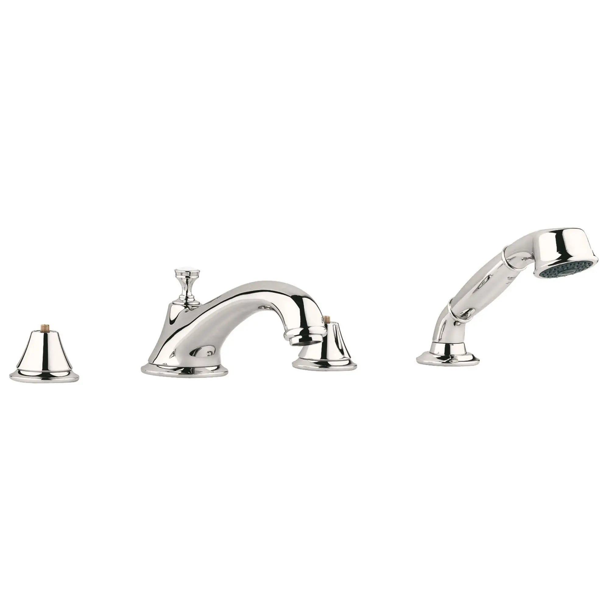 Combiné 1/2" quatre trous bain / douche // NICKEL POLI  INFINITYFINISH // 163141_25502BE0-Seabury-Roman-Tub-Filler-With-2-5-GPM-Personal-Hand-Shower-Polished-Nickel-Silo_0_CDNwebp.webp
