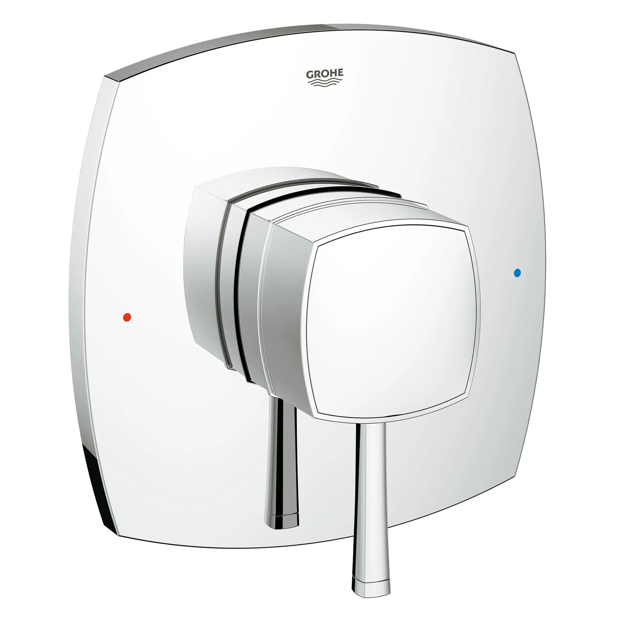 GrohFlex Grandera Garniture d’obturateur régulateur de pression à fonction simple avec module de contrôle // CHROME STARLIGHT GROHE // 163144_19933000-Grandera-PBV-Trimset-Shower-US-StarLight-Chrome-Silo_0_CDNwebp.webp