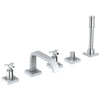 [25083001] 5-Hole 2-Handle Deck Mount Roman Tub Faucet with 1.75 GPM Hand Shower - GROHE StarLight Chrome