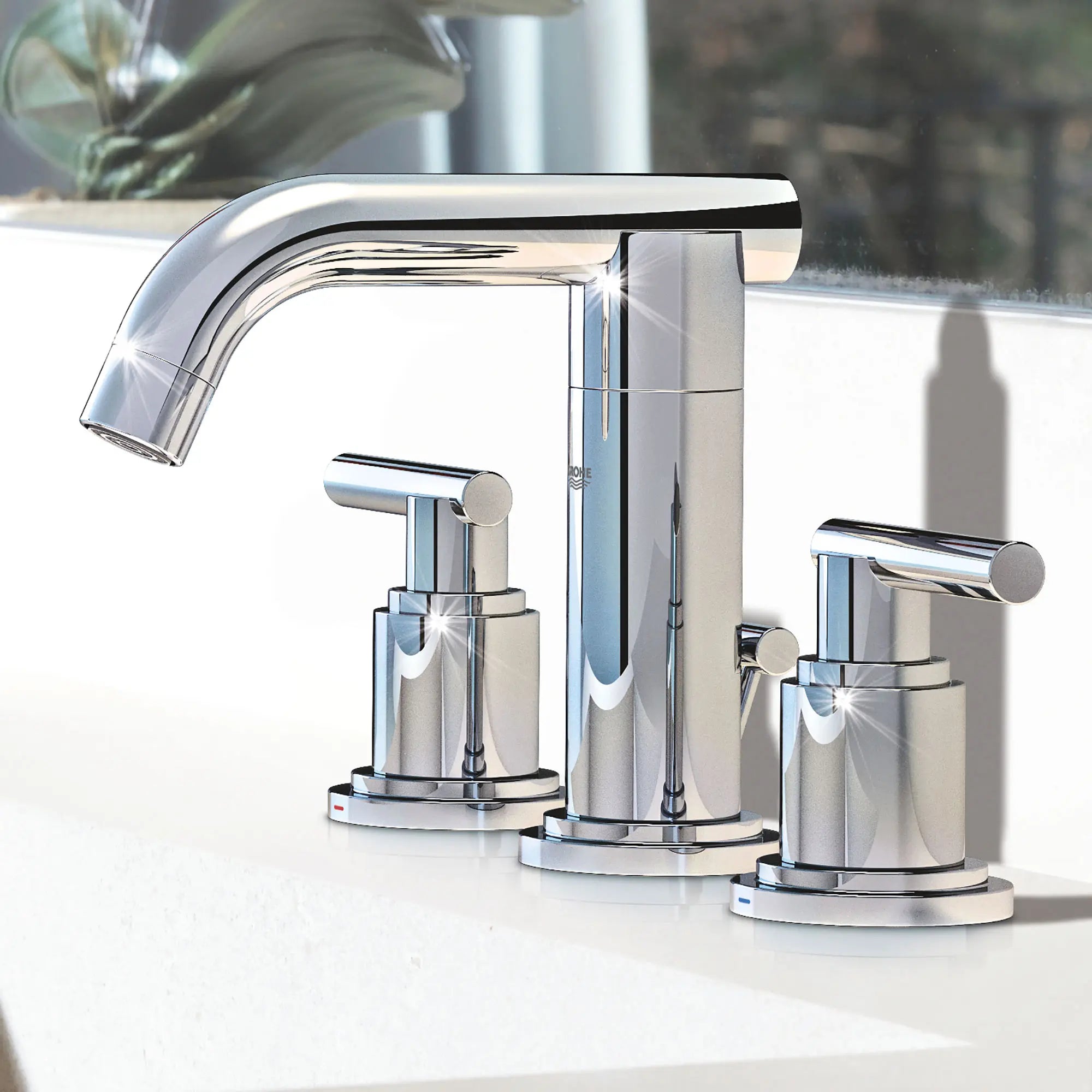 Robinetterie 3-trous pour lavabo Taille S // CHROME STARLIGHT GROHE // 163264_20072000-Atrio-8-in-Widespread-2-Handle-3-Hole-Low-Spout-Bathroom-Faucet-15-GPM-in-Chrome-Lifestyle-Silo_0_CDNwebp.webp