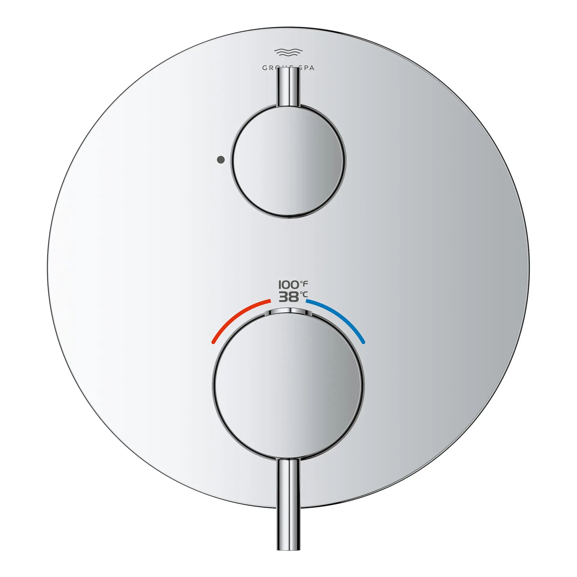 Garniture de robinet thermostatique à fonction simple, 2 poignées // CHROME STARLIGHT GROHE // 163440_Atrio_SiloFront_24360000_0001_Feb2023_0_CDNwebp.webp